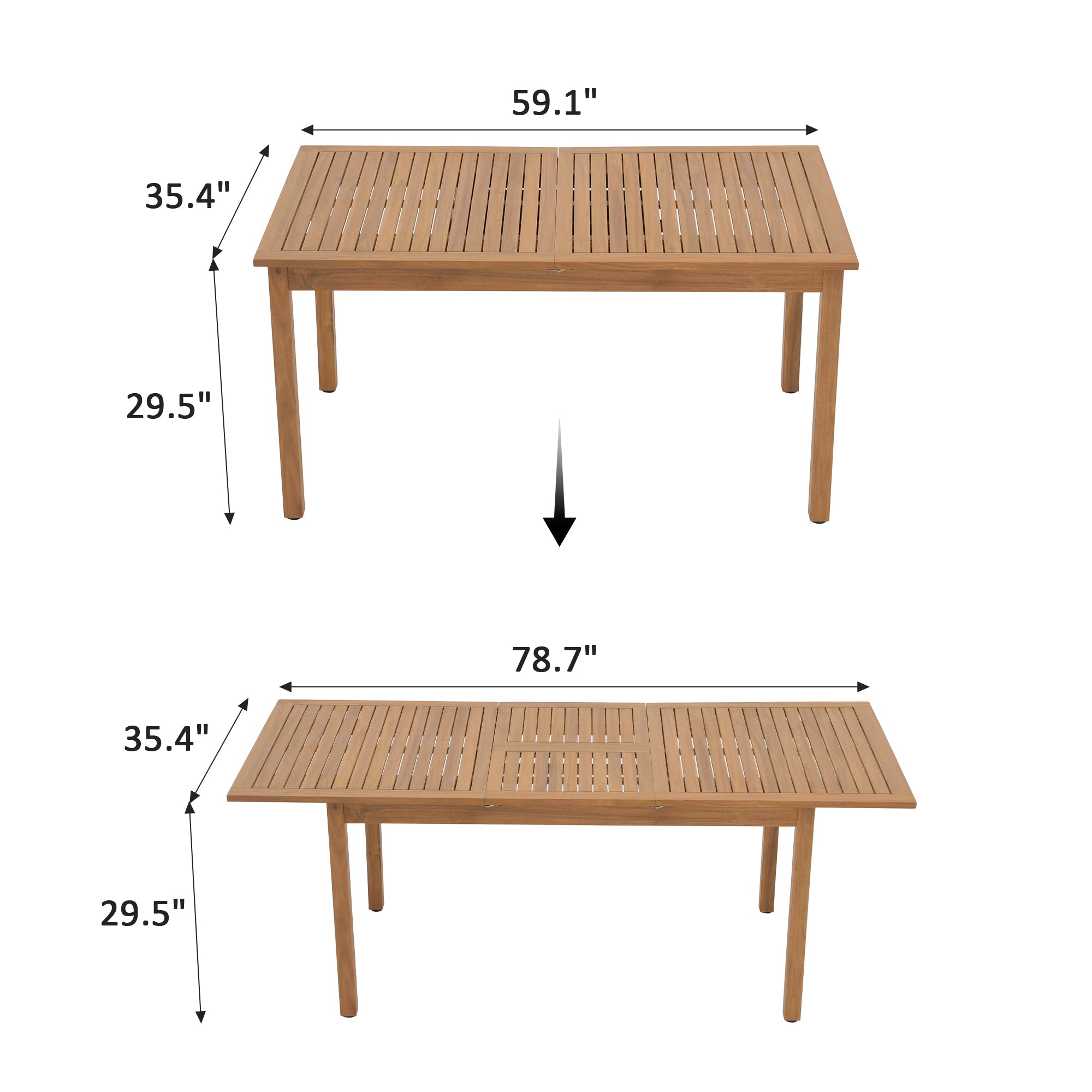Dimensions of a wooden extendable outdoor table - Sunsitt Modern Premium Patio Outdoor Furniture