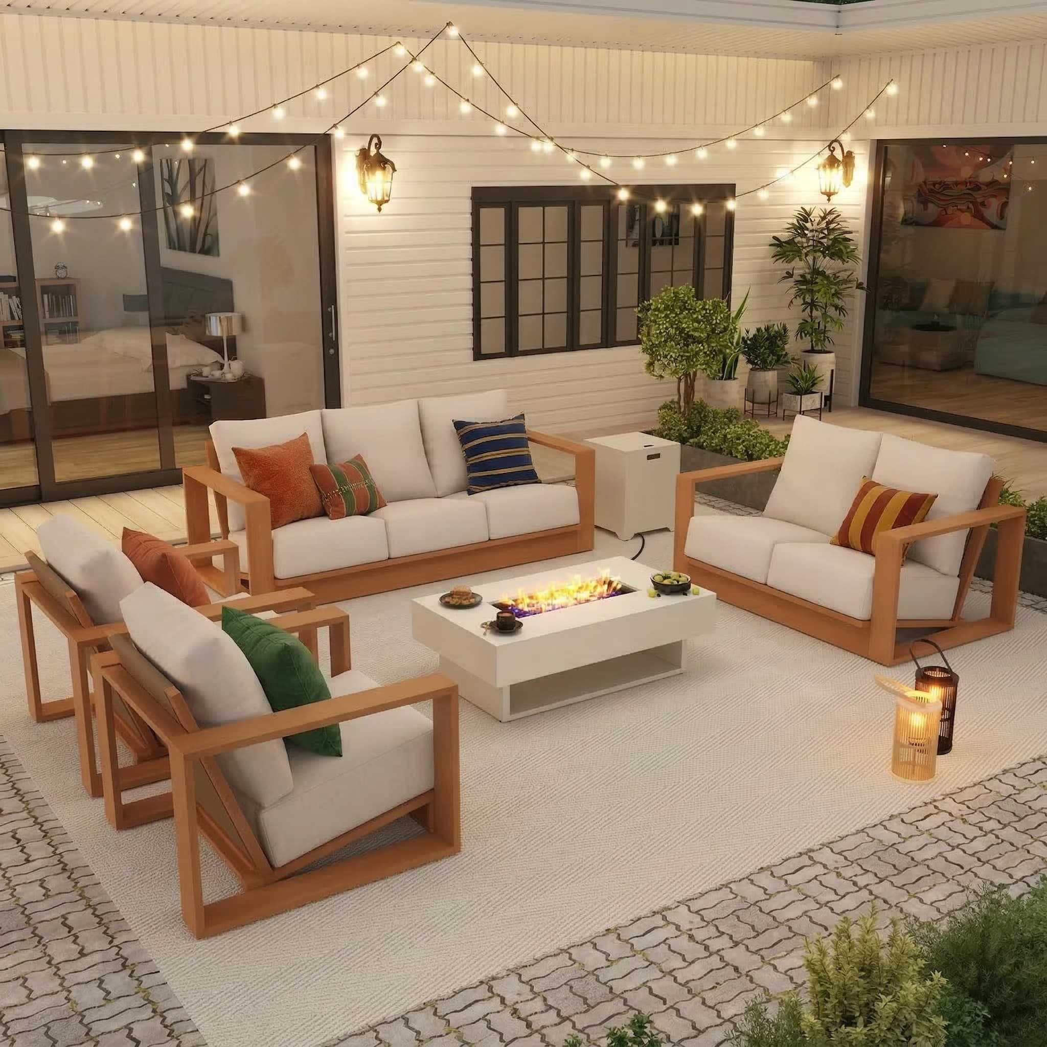 How to Design a Cozy Outdoor Living Room with a Fire Table