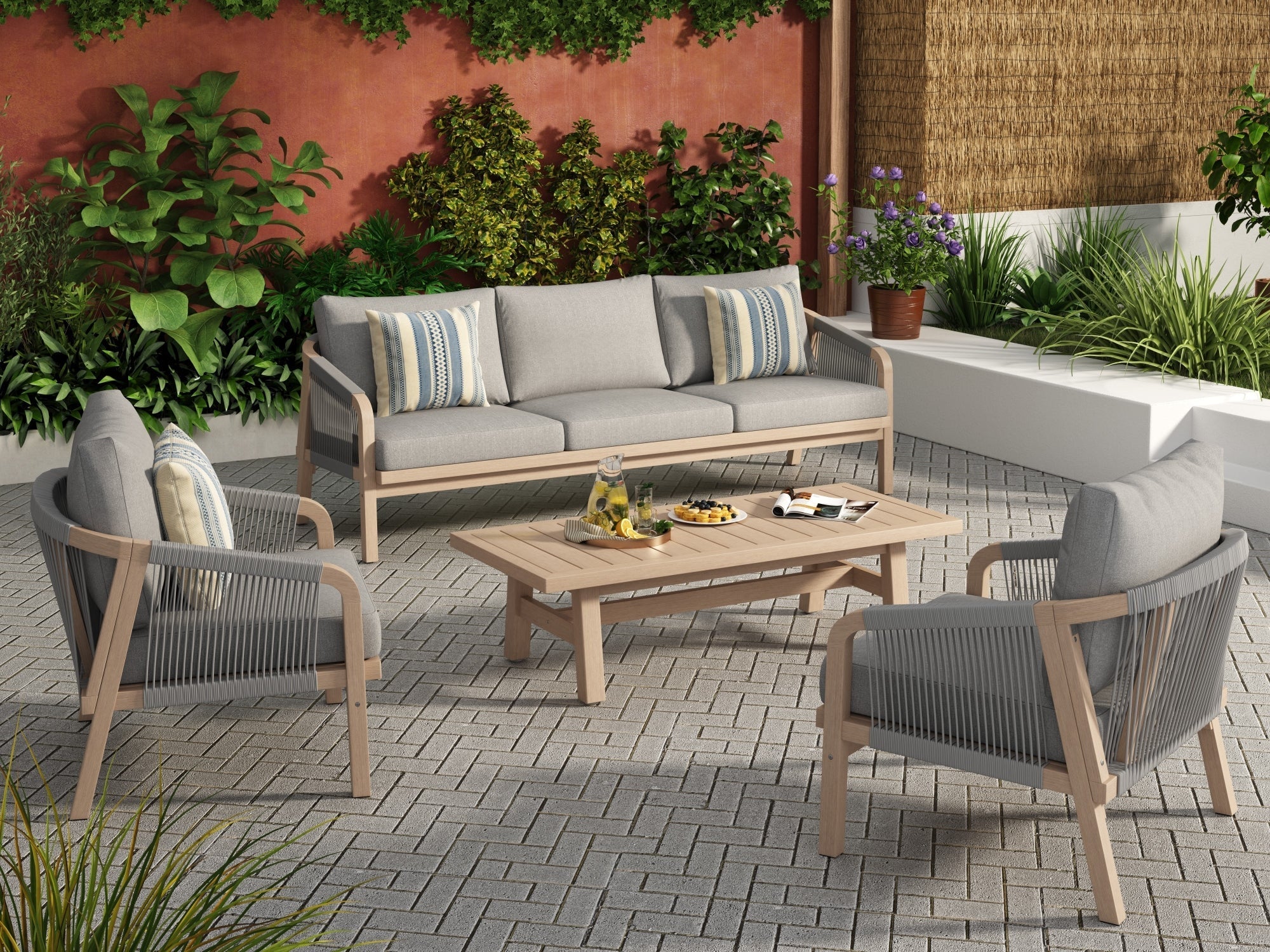 Wood Patio Conversation Sets- Sunsitt modern outdoor patio furniture