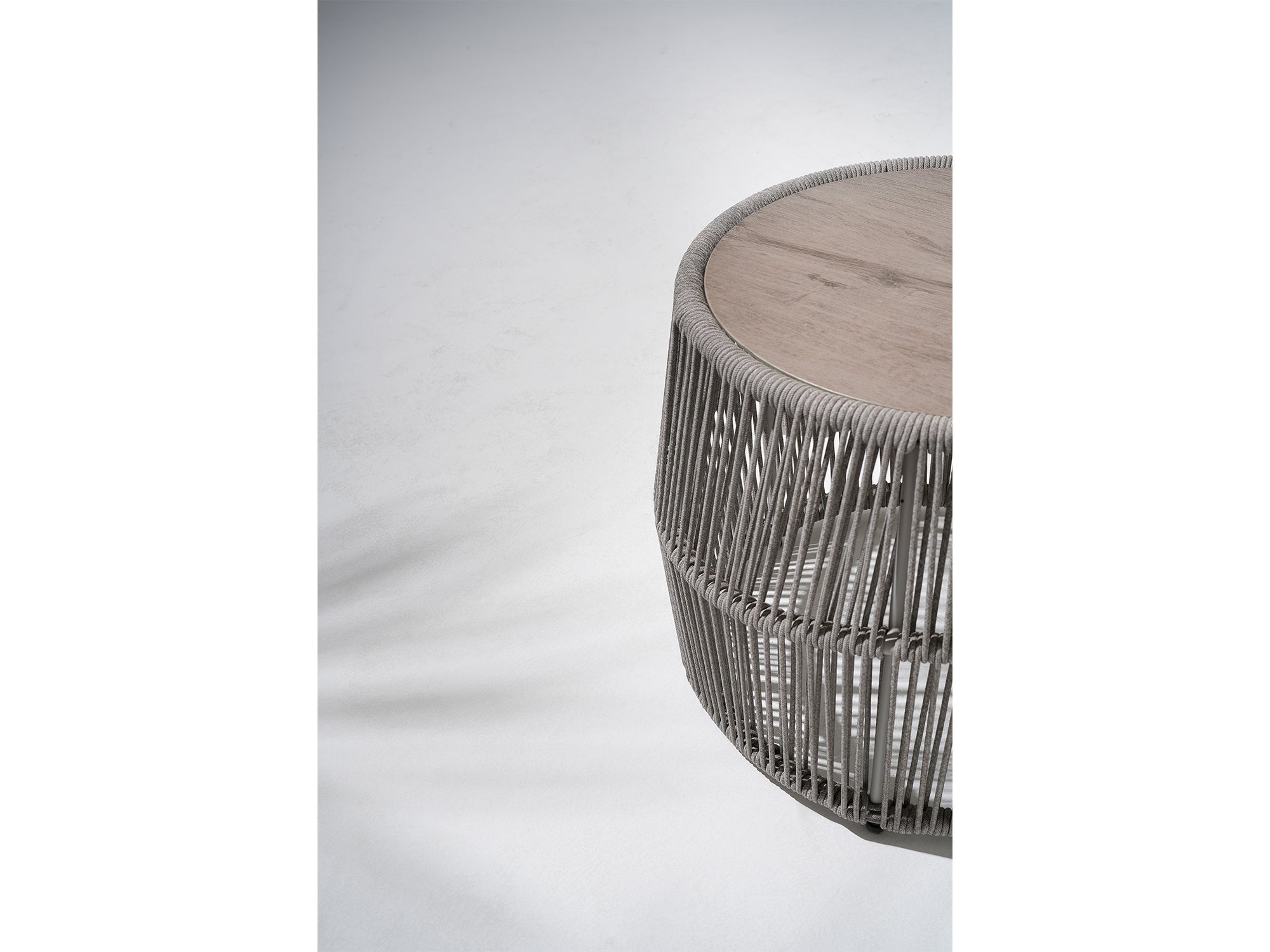 Plena L-Shaped Outdoor Sectional Set - Teak Wood & Handwoven Rope, Gray