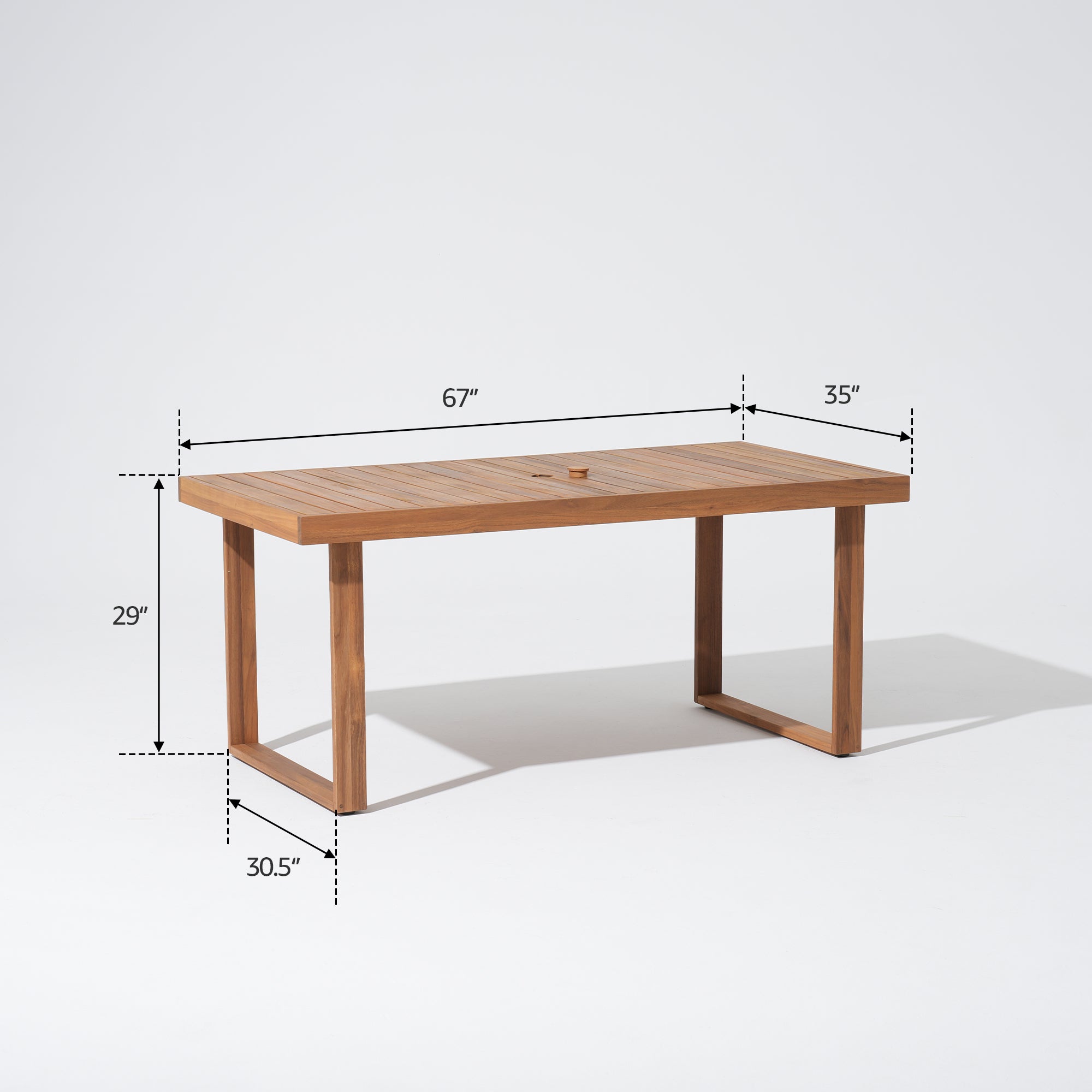 Wooden table dimension 67''