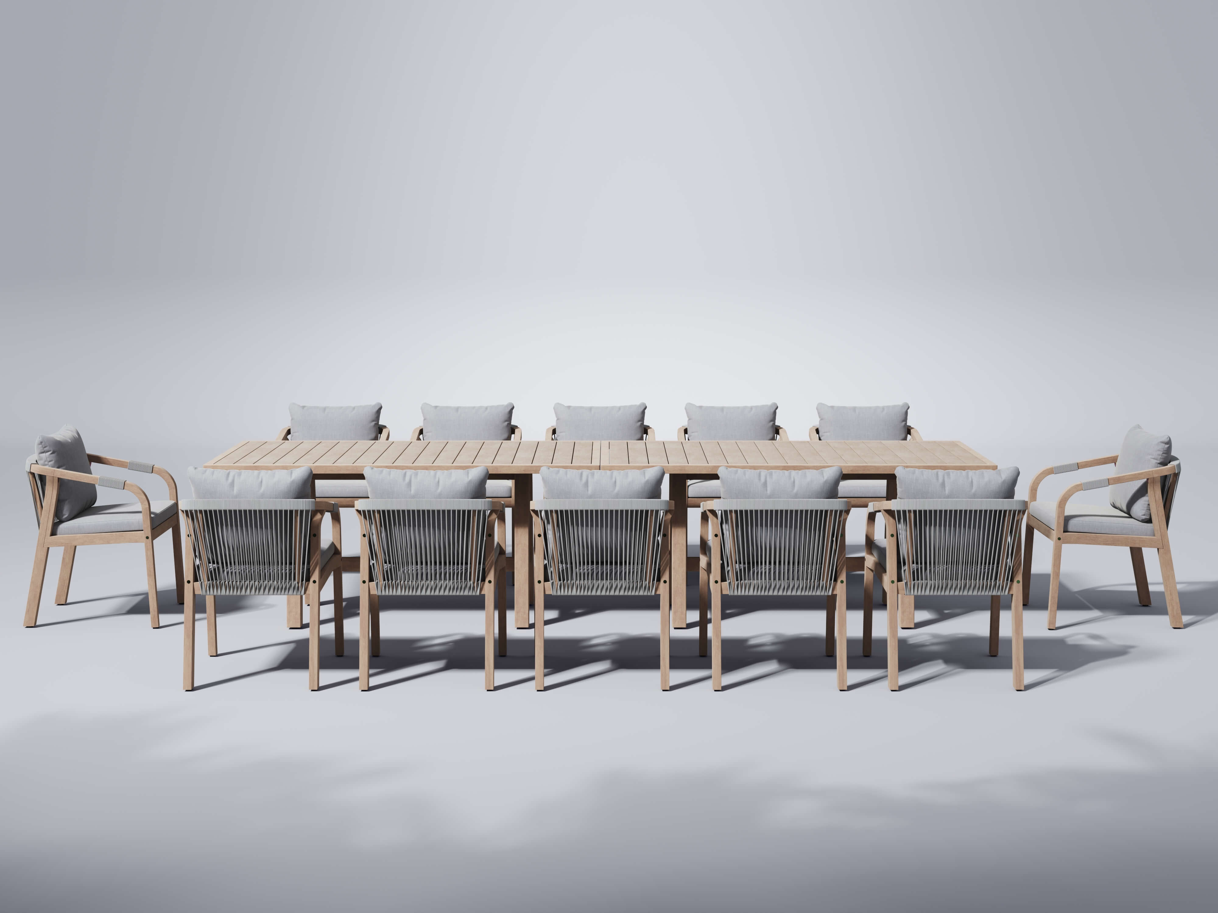 Thalea modern Outdoor dining set with acacia wood table and chairs