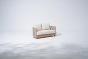 Irati Outdoor Loveseat, Rope Woven Design, Aluminum Frame, Thick Comfort Cushions