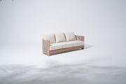 Irati Outdoor 3-Seater Sofa, Modern Rope Design, Aluminum Frame, Thick Water-Resistant Cushions