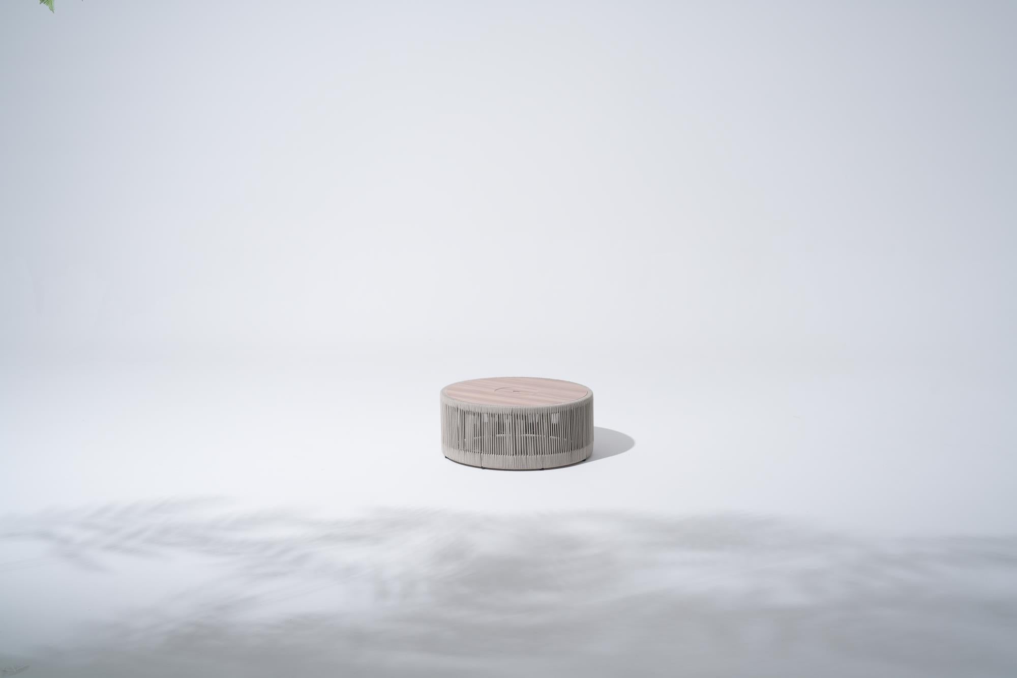 Irati Outdoor Coffee Table, Rope & Aluminum Design, Modern Patio Table