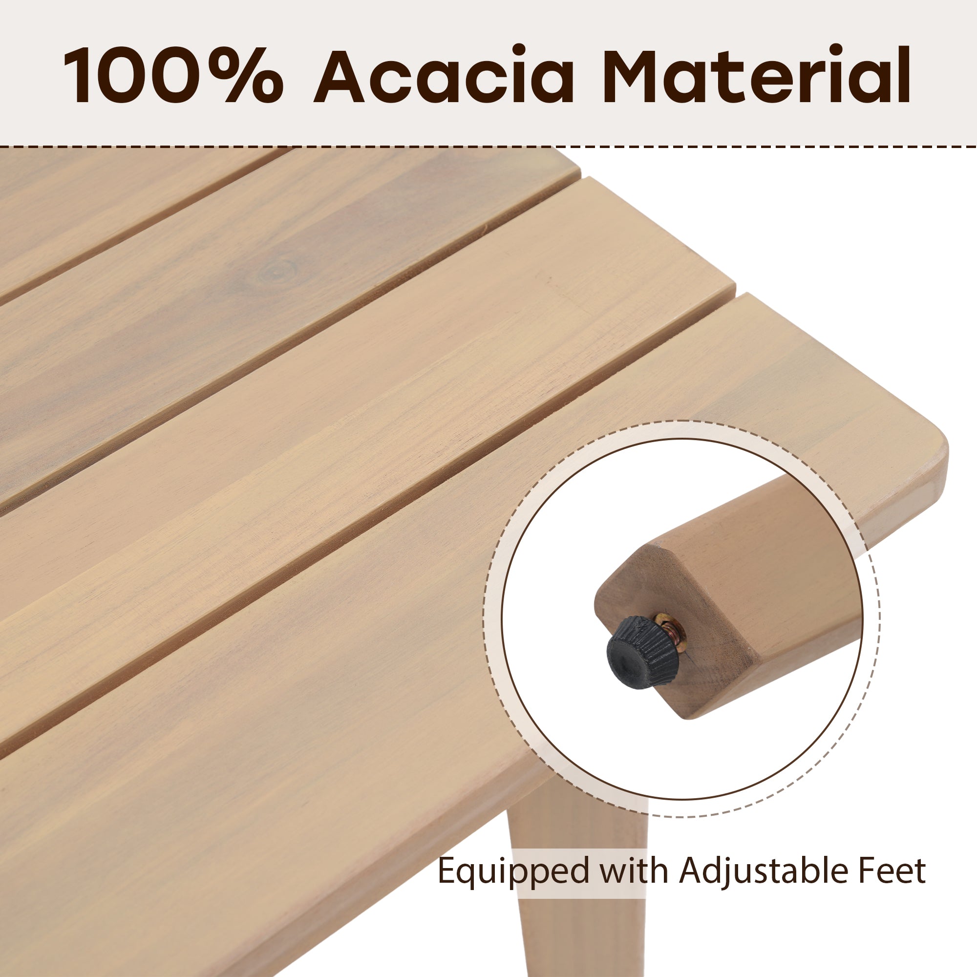 Foristern Wooden Outdoor furniture Set, adjustable feet detail - Sunsitt Modern Outdoor Furniture