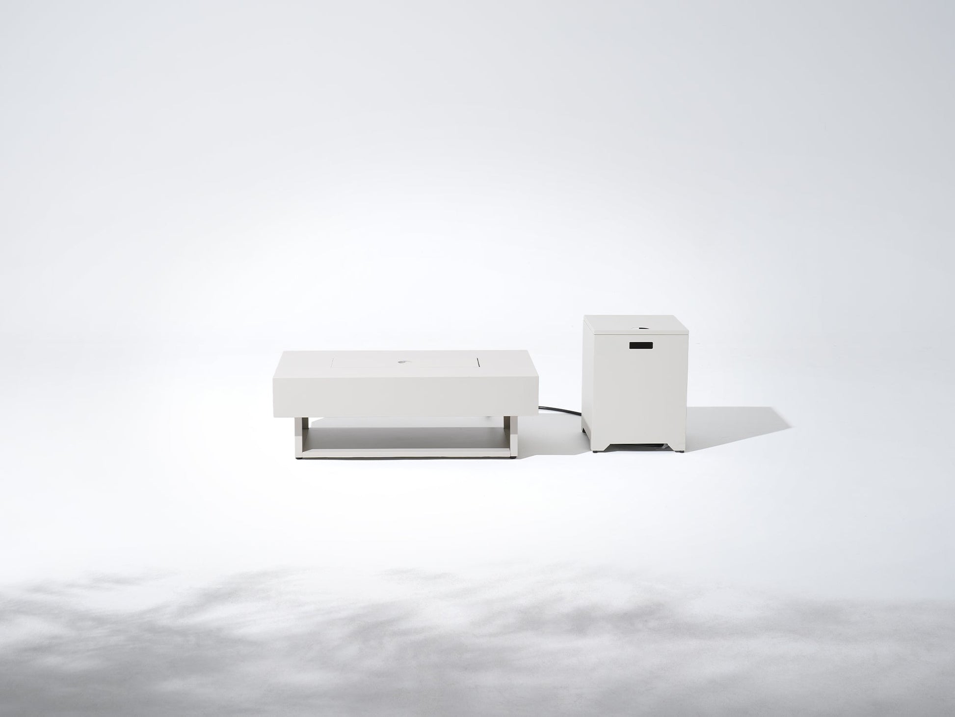 rectangular fire pit with tank holder, beige