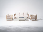 Foristern Wooden Outdoor Furniture Set with Fire Pit, 5-Seats