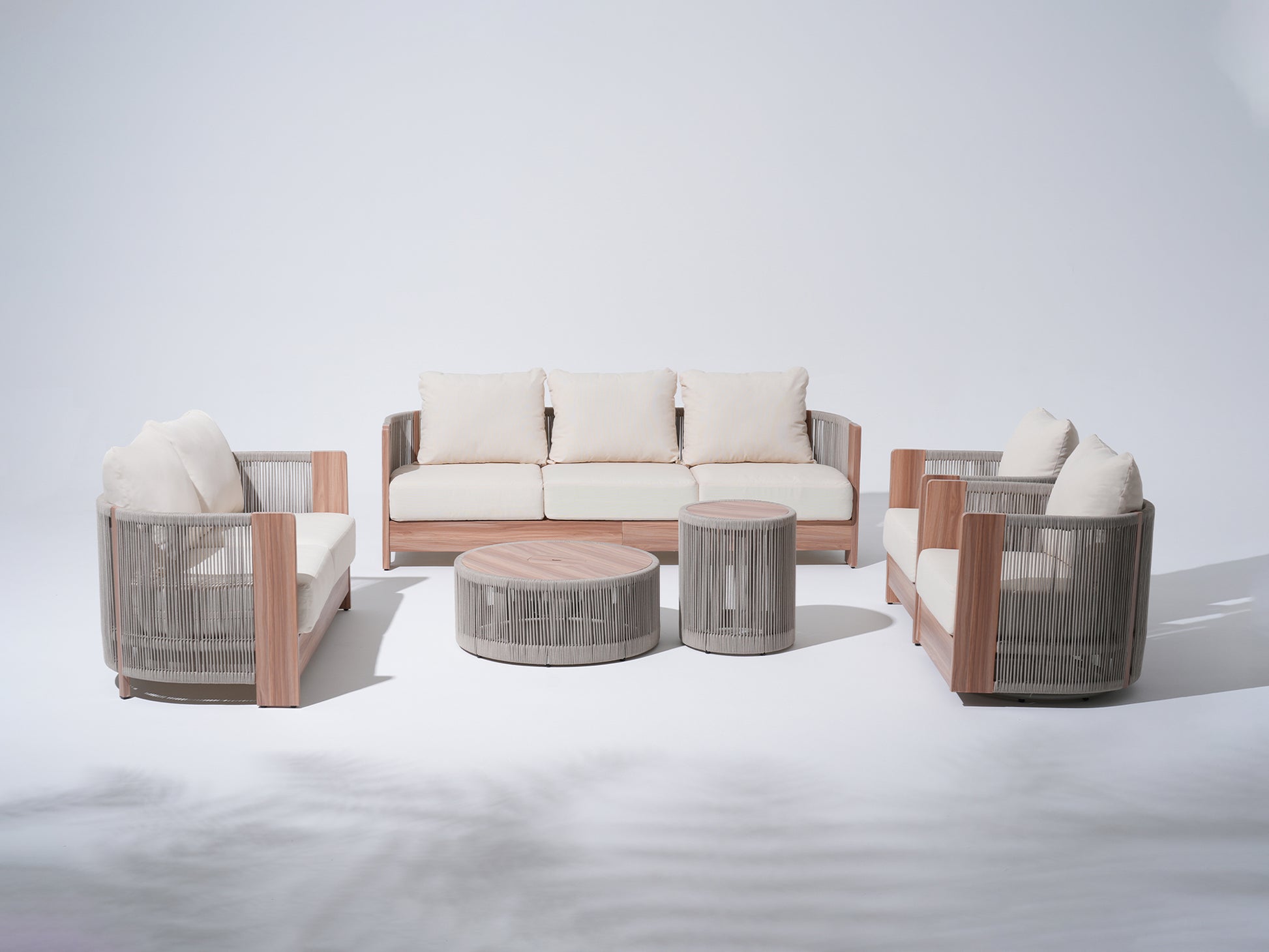 Irati Rope Outdoor Converstaion Seating Set with 2 Tables, Built-in Storage Space - Sunsitt Premium Modern Outdoor Patio Furniture Set#Style_6-pc Seating Set