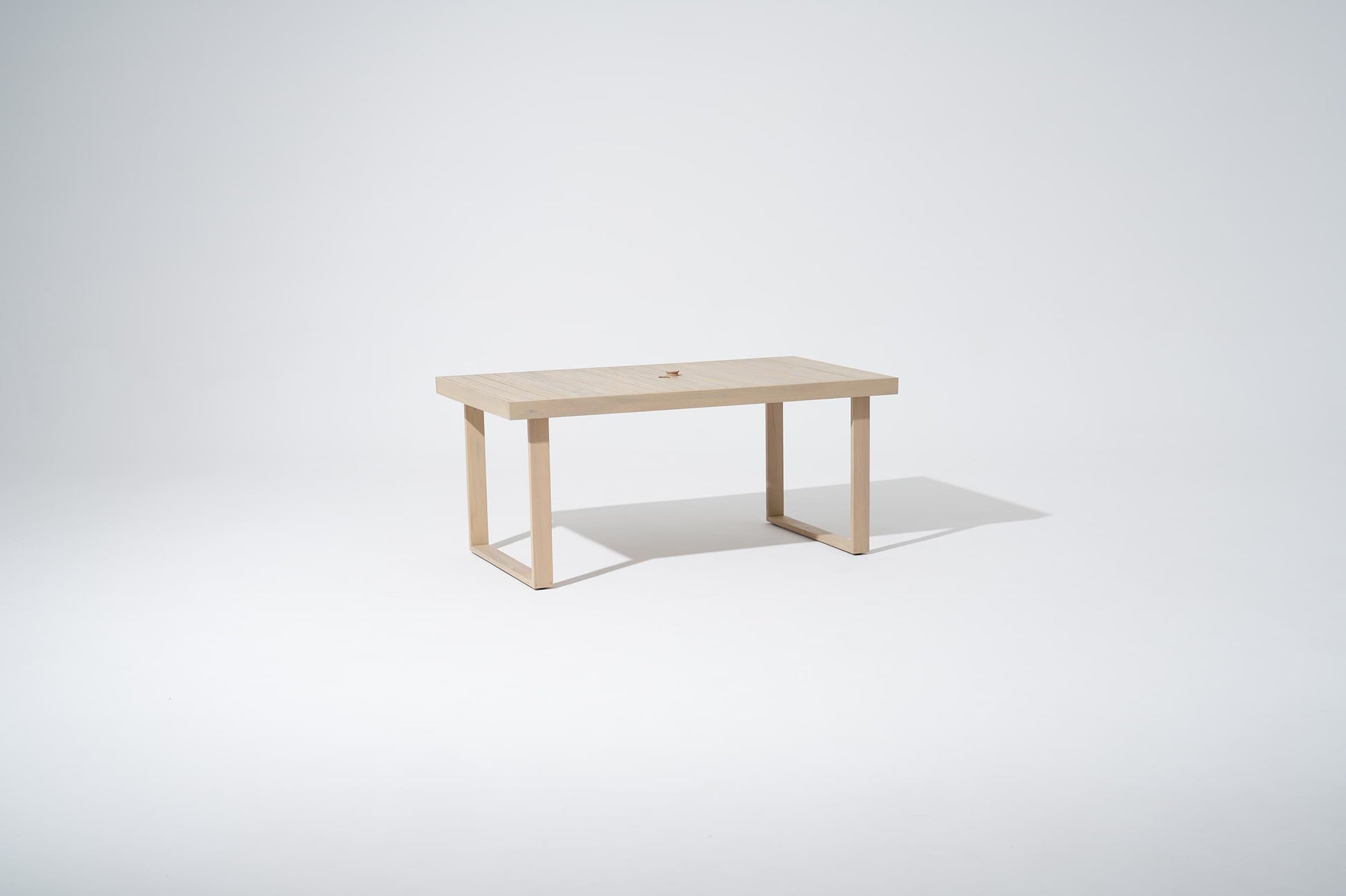 wooden table with umbrella hole