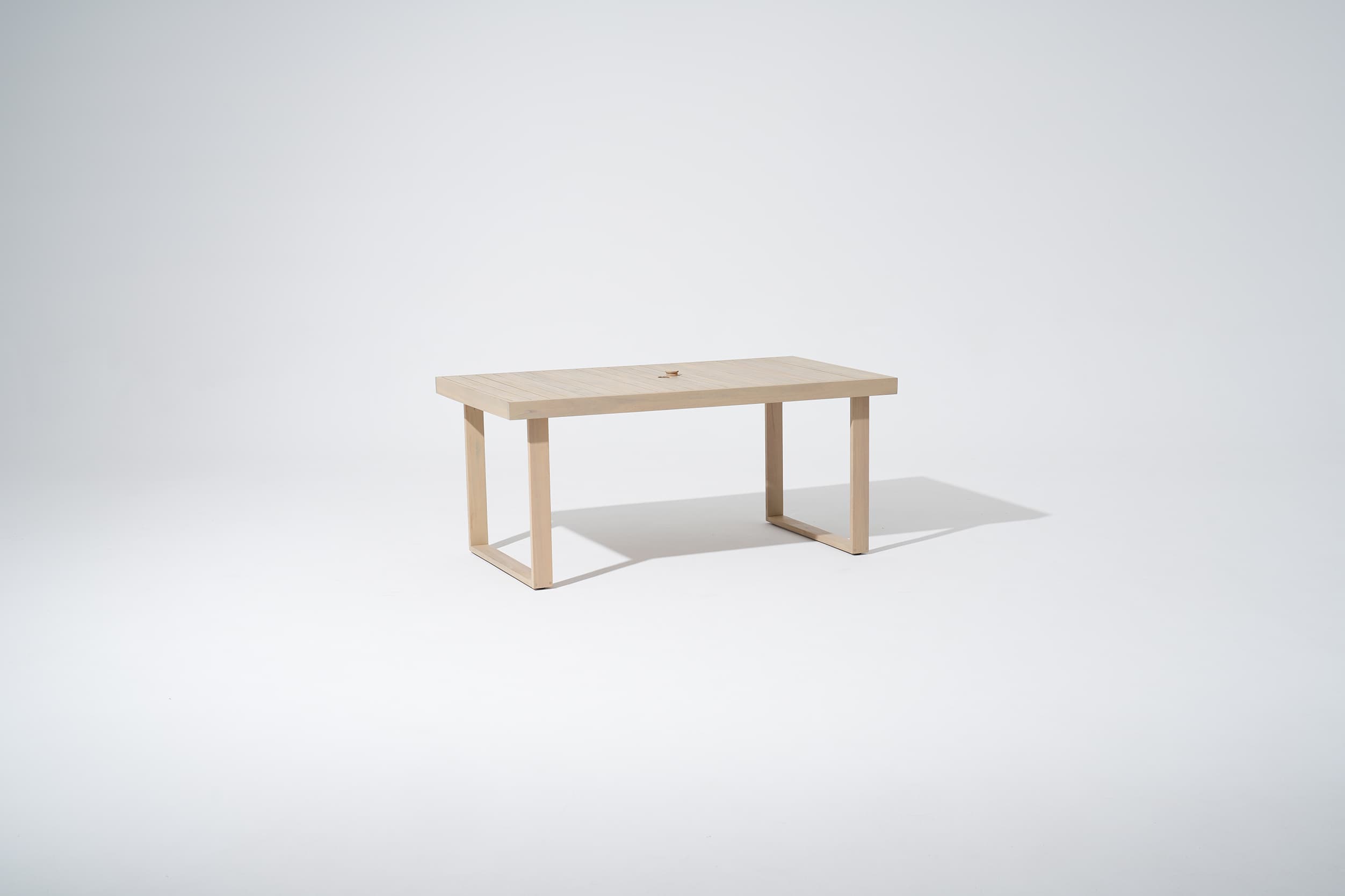 wooden table with umbrella hole