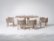 Foristern Wooden Outdoor Dining Set with White Cushion for 6 People, 67''