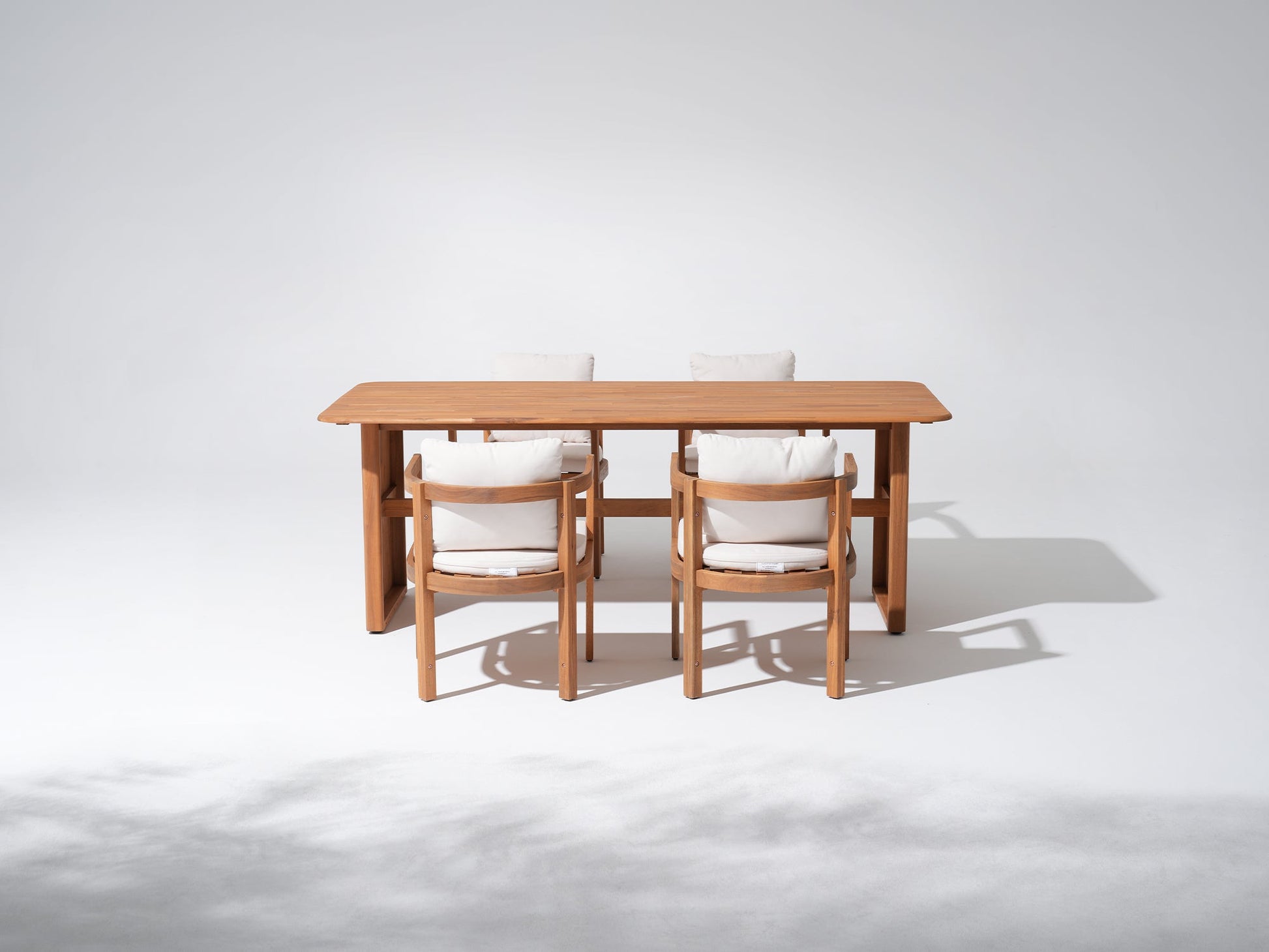 rectangular outdoor dining table and chairs for 4 people with wooden frame cushions- Sunsitt Modern Premium Patio Outdoor Furniture#Size_4 Chairs + 1 Table