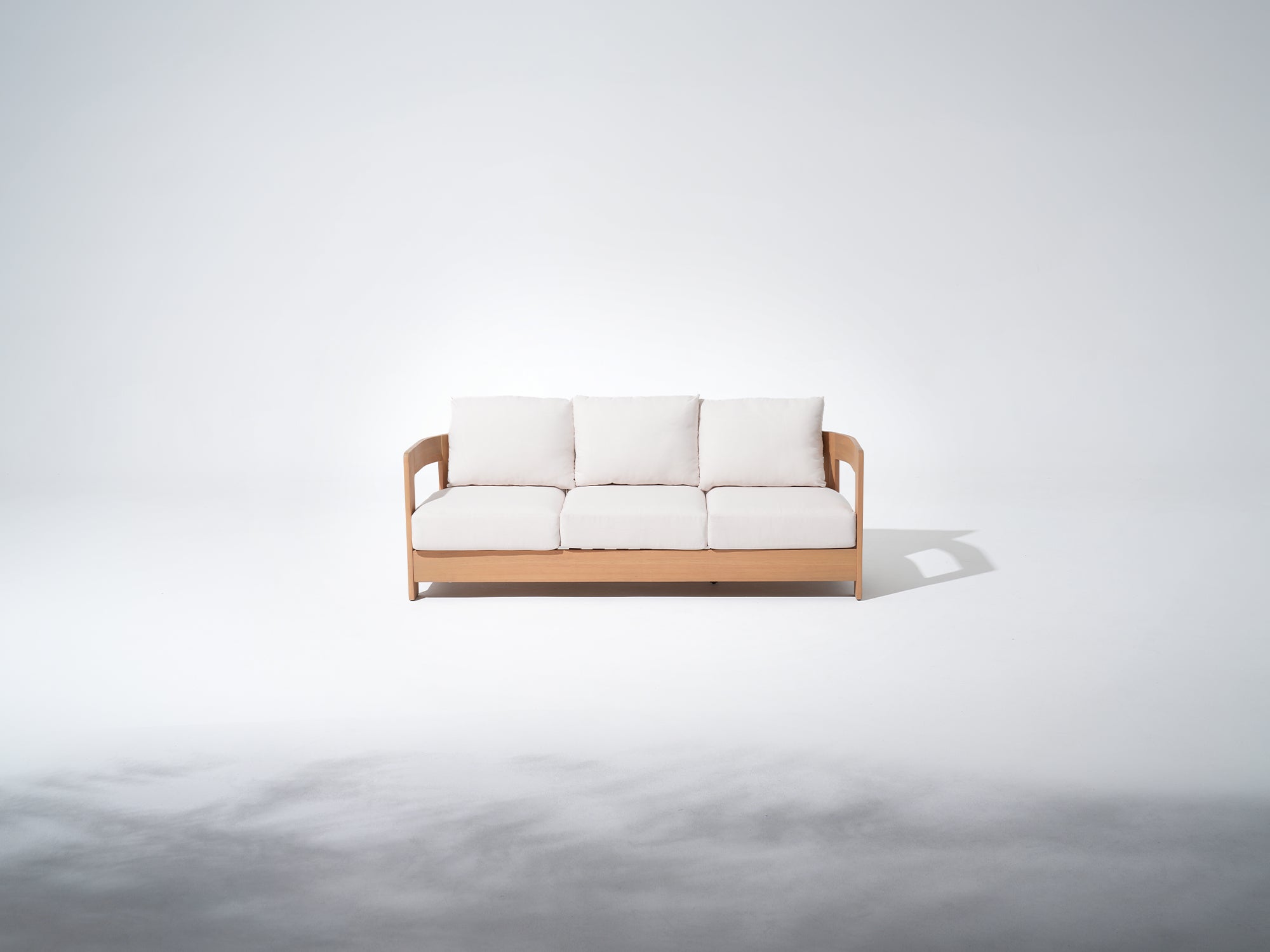 Sova 3-seat Wooden sofa with white cushions