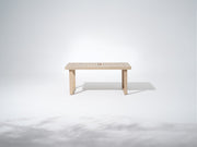 Rectangular Wooden Dining Table for 6 People with Umbrella Hole & Sled-Leg Design