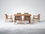 Nalia Wood Outdoor Dining Set with Umbrella Hole for 6 People, Sled Leg Design, 67"
