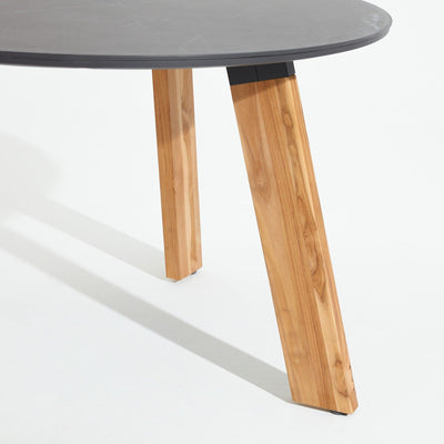 Natural Collection-Anacapa Dining table, teak wood legs, sintered stone tabletop, aluminum frame -Sunsitt Signature
