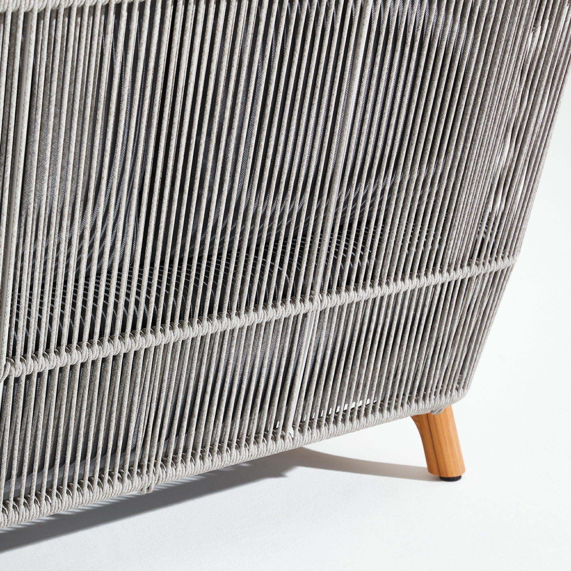 Plena L-Shaped Outdoor Sectional Set - Teak Wood & Handwoven Rope, Gray