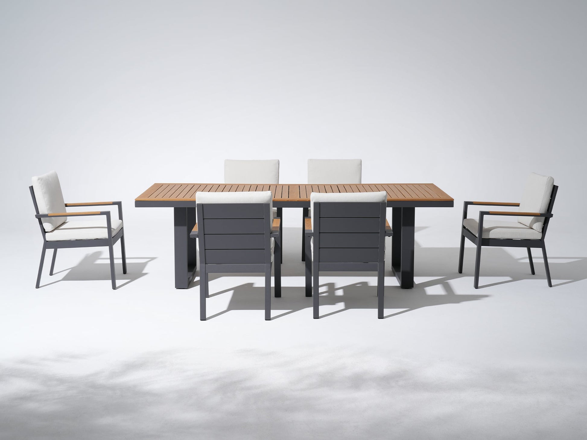 SUNSITT 7-Pc Outdoor Dining Set, Aluminum Frame & Composite Wood Top, Black