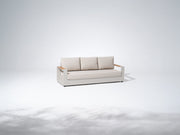 Addison Light Beige Modern Metal Outdoor Sofa, Aluminum Frame, Olefin Linen Cushions