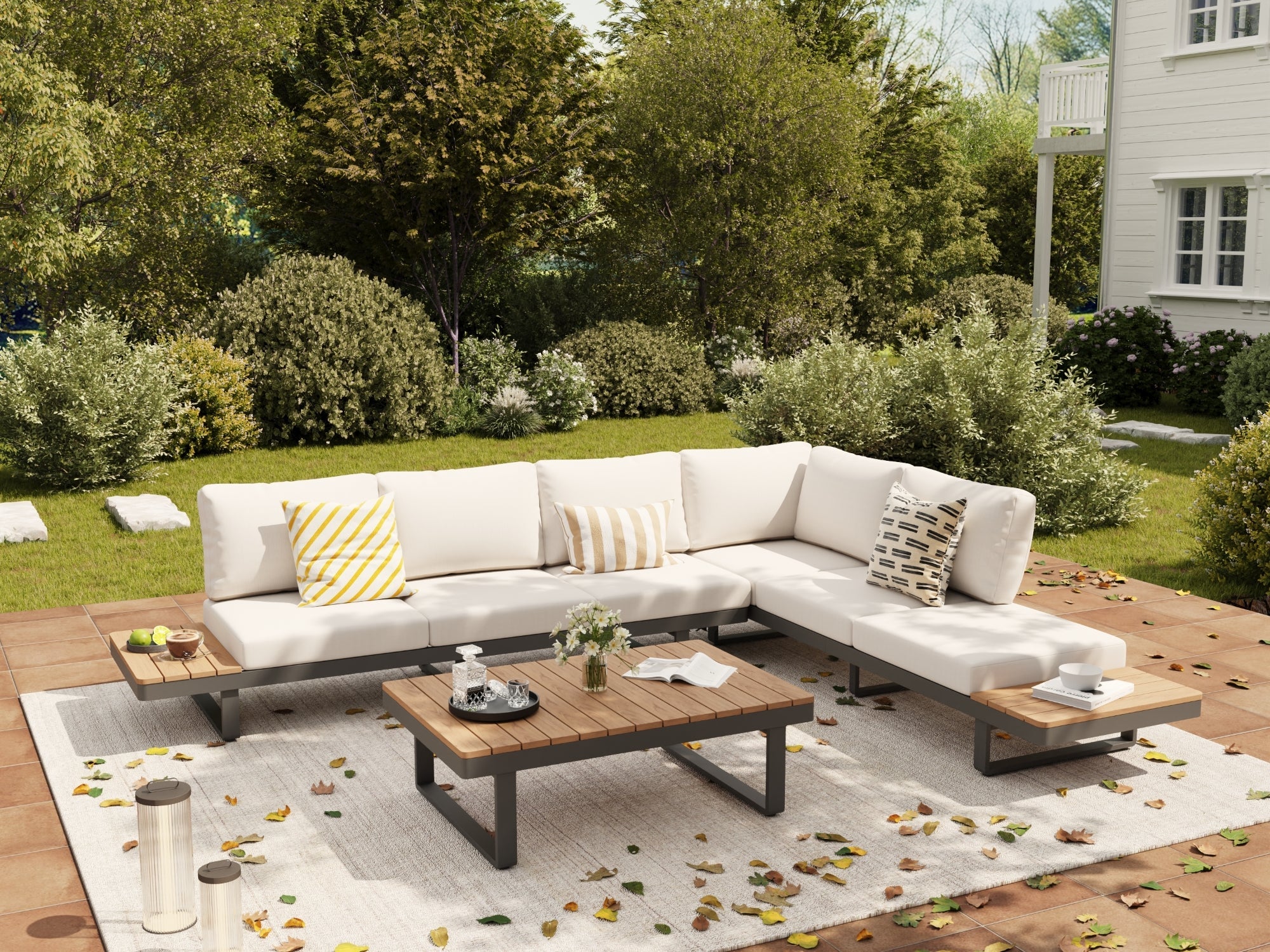 Addison Outdoor Sectional with Adjustable Recline, Dark Grey
