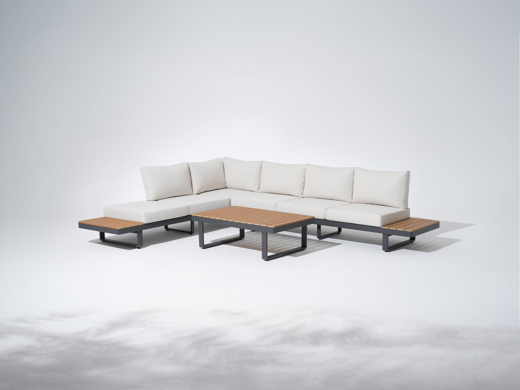 Addison Outdoor Sectional with Adjustable Recline, Dark Grey Aluminum ...