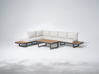 Addison Outdoor Sectional with Adjustable Recline, Dark Grey Aluminum & Creamy White Cushions