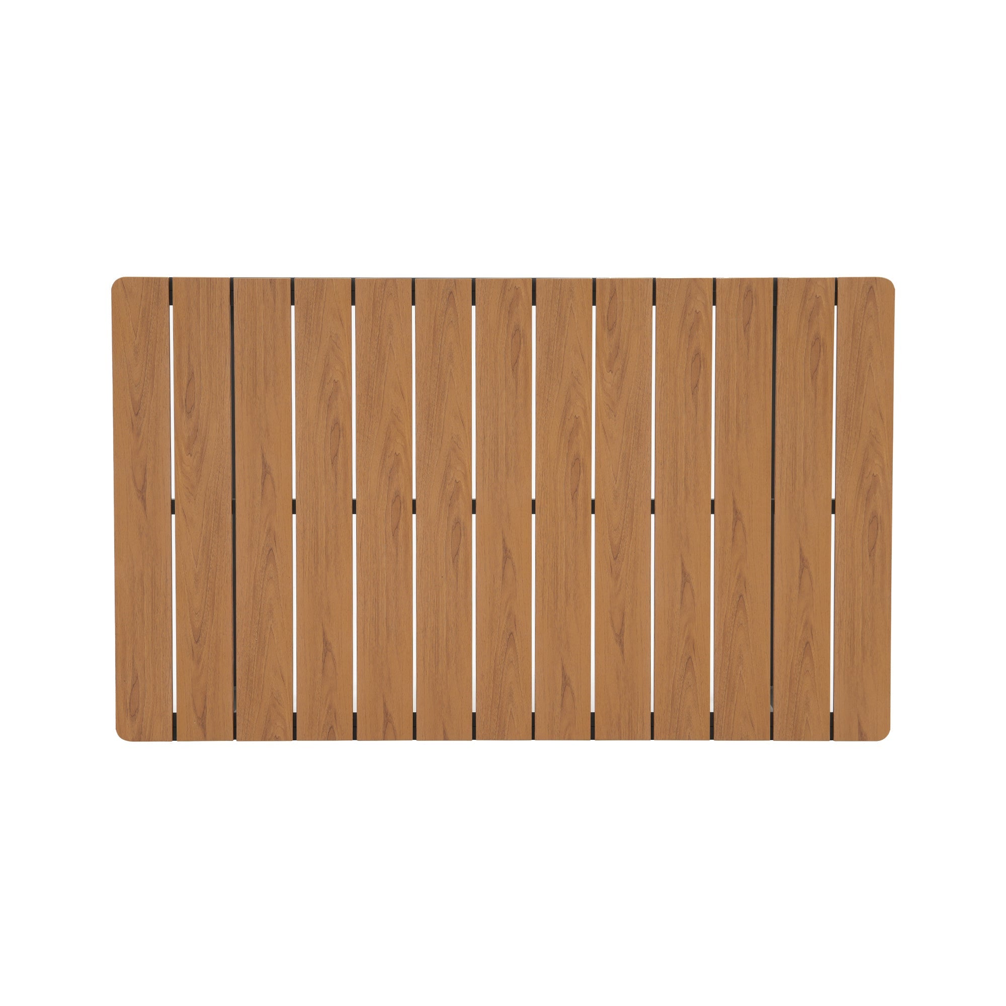 Wooden deck board with vertical slats