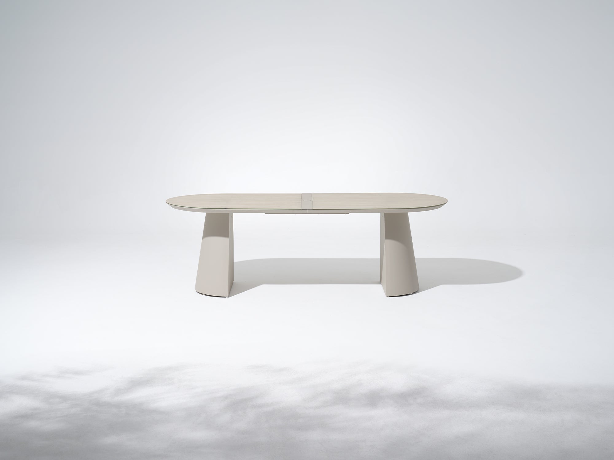 Addison Outdoor Aluminum Dining set, Light Beige Frame & Tempered Glass Tabletop, 6 Seats