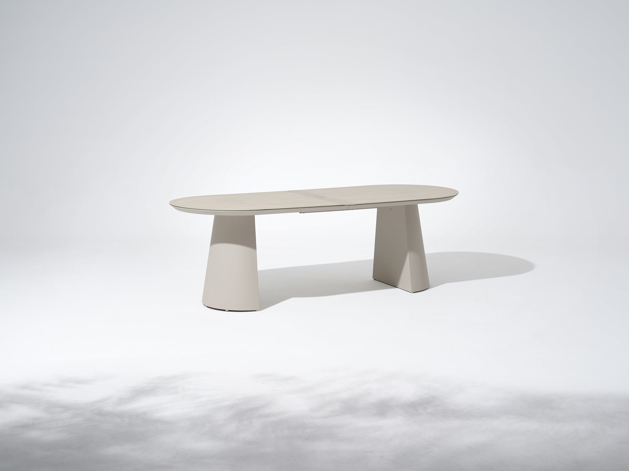 Addison Outdoor Aluminum Dining set, Light Beige Frame & Tempered Glass Tabletop, 6 Seats