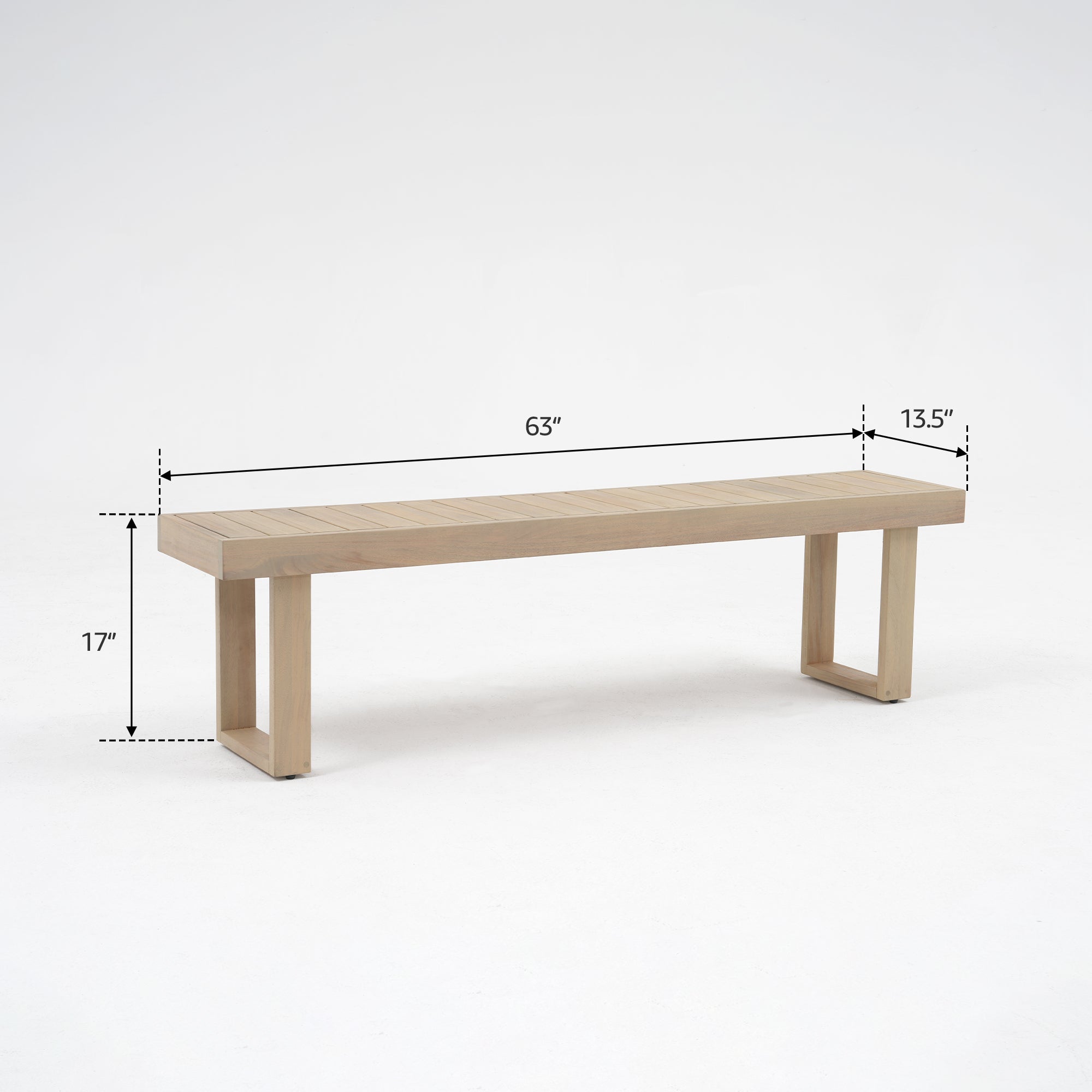 Drift 67'' Eucalyptus Wood Outdoor Dining Set with 2-4 Rope Chairs and Bench; Sled-Leg Design & Umbrella Hole