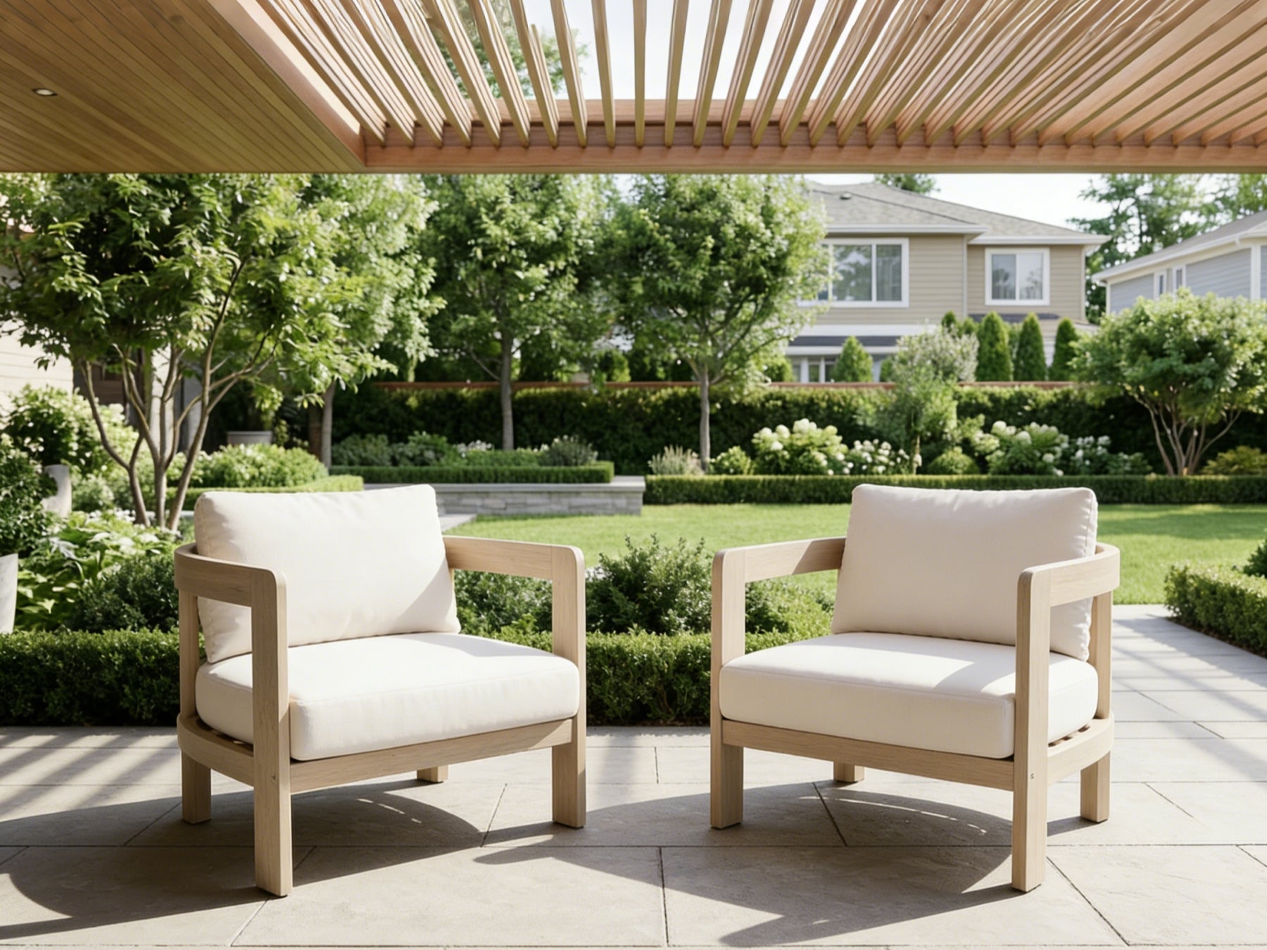 Cali 5 Seats Wooden Outdoor Sofa Set, Mixed Tables & 6.3" Thick Cushions