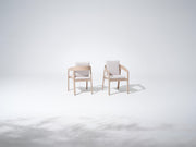 Drift Eucalyptus Wood Outdoor Dining Chairs With Curved Backrest, White Cushions, Set of 2/4/6