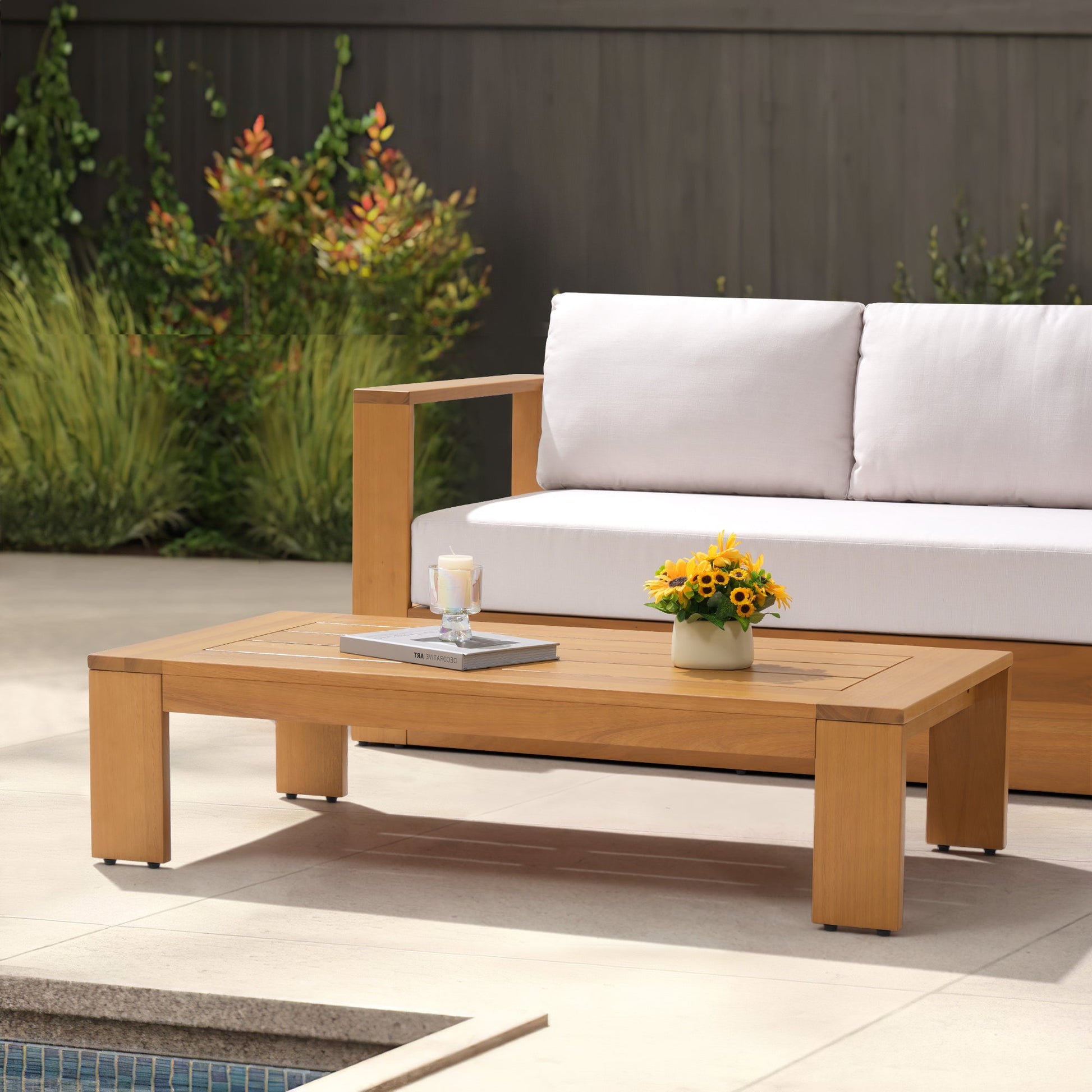 Foristern 4-Piece eucalyptus Wooden Outdoor Sofa Set,  White Olefin Cushions - Sunsitt Modern Outdoor Furniture