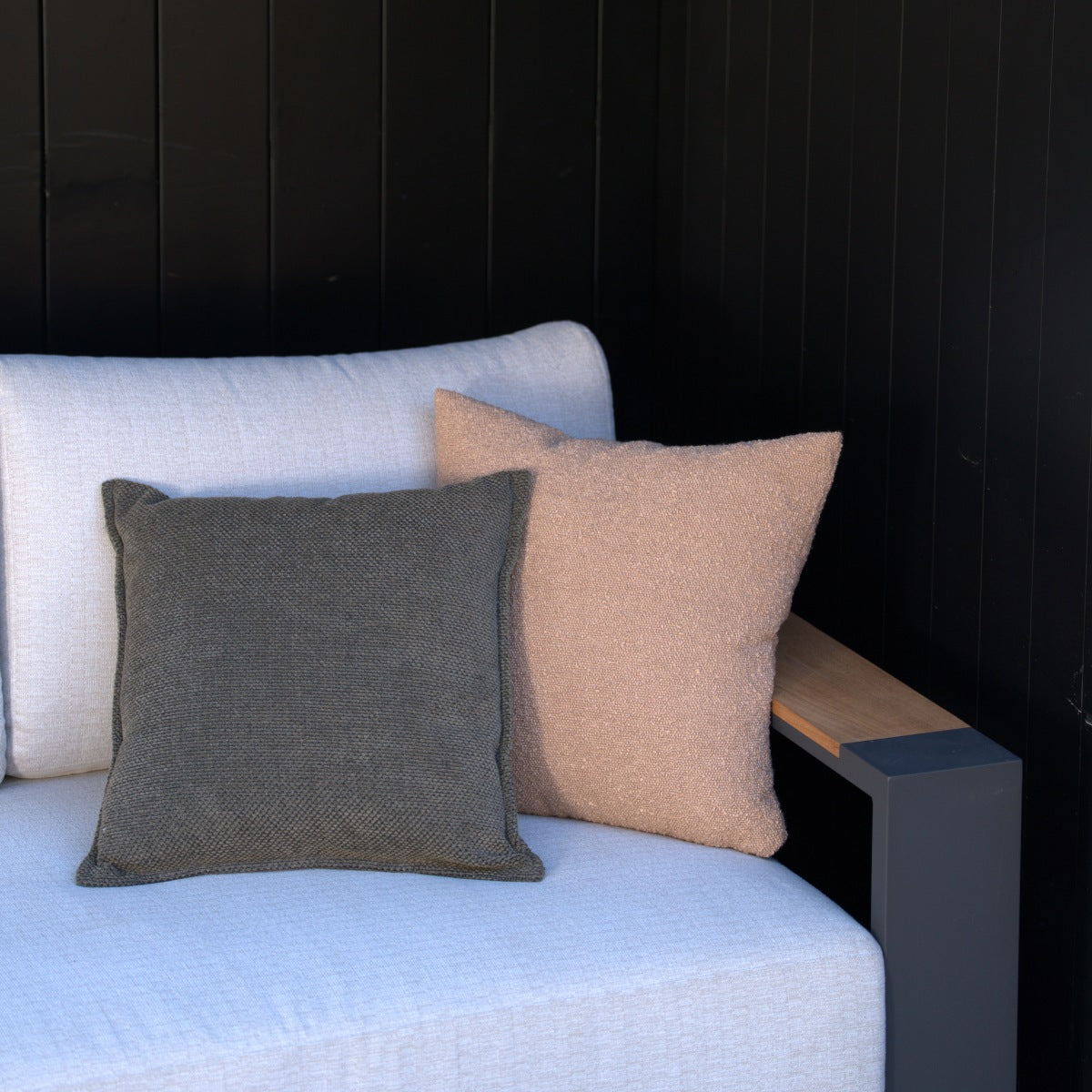 Three pillows on a sofa- Sunsitt Modern Premium Patio Outdoor Furniture #color_grey
