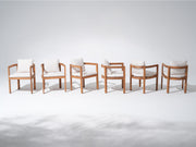 6 wooden outdoor dining chairs with white cushions- Sunsitt Modern Premium Patio Outdoor Furniture#Size_6 Chairs