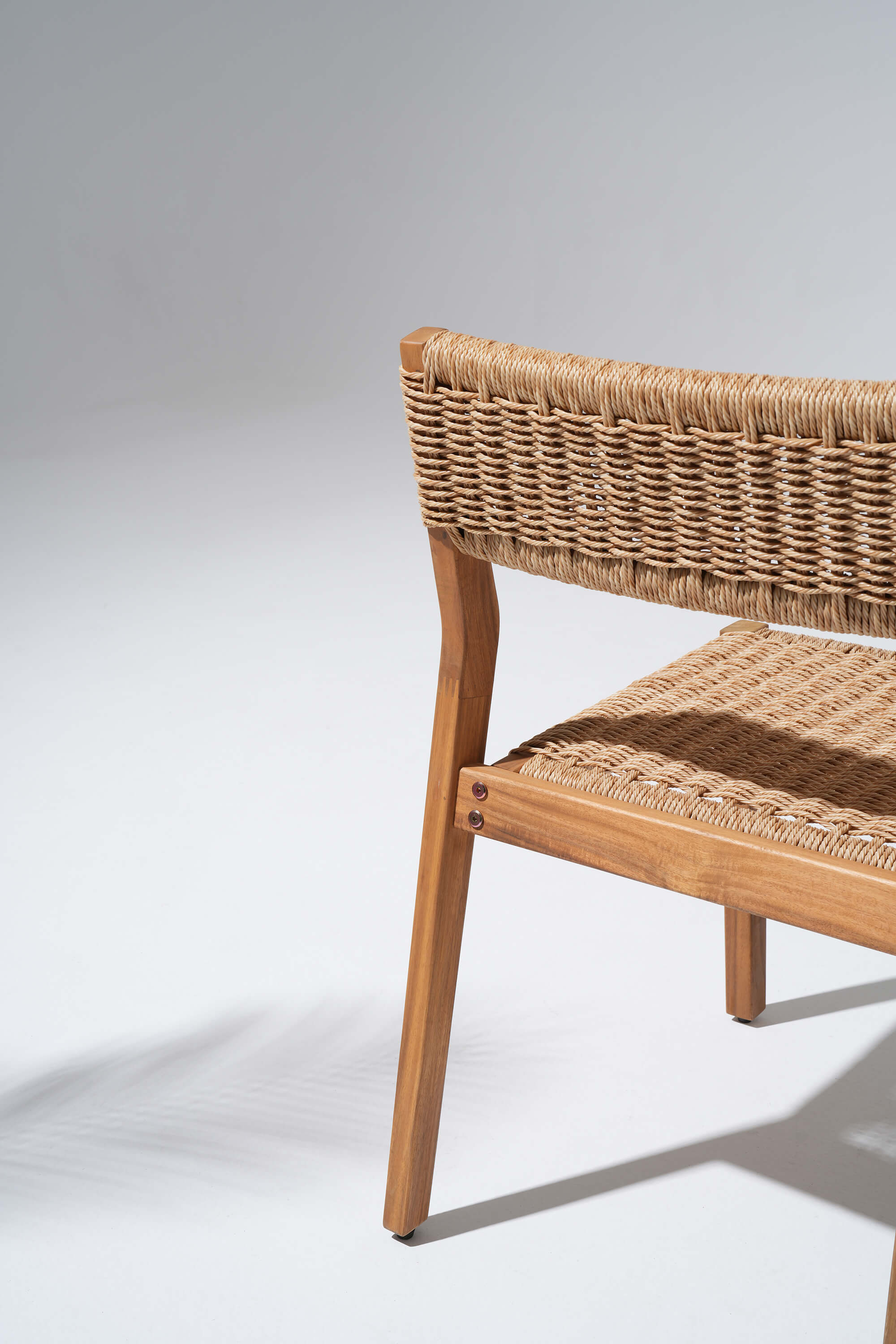 Nalia Teak-Tone Wooden Armless Chair, Hand Woven, Set of 2/4/6