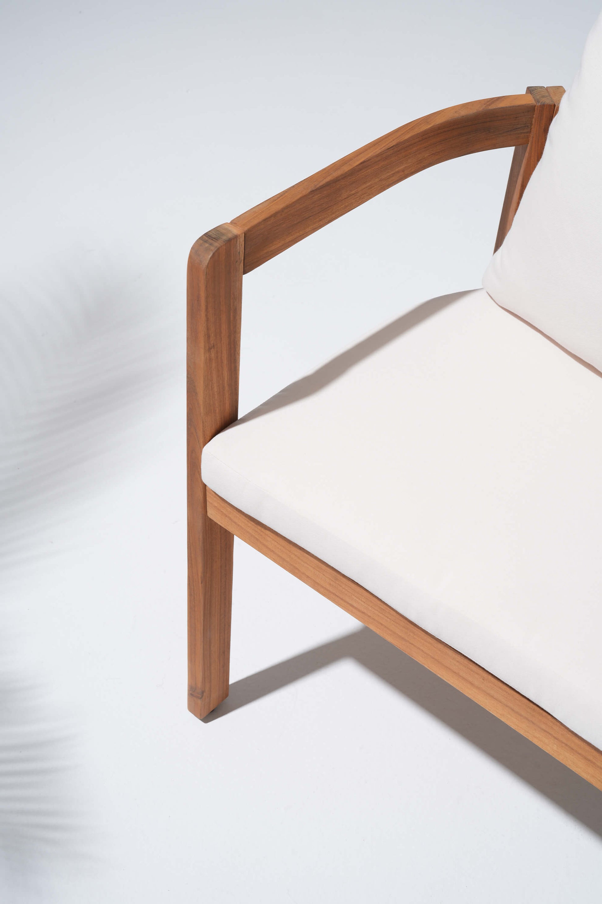 Wooden chair with white cushion detail - Sunsitt Modern Premium Patio Outdoor Furniture