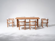 Wooden rectangular outdoor dining set for 6 people with cushions - Sunsitt Modern Premium Patio Outdoor Furniture#Size_6 Chairs + 1 Table