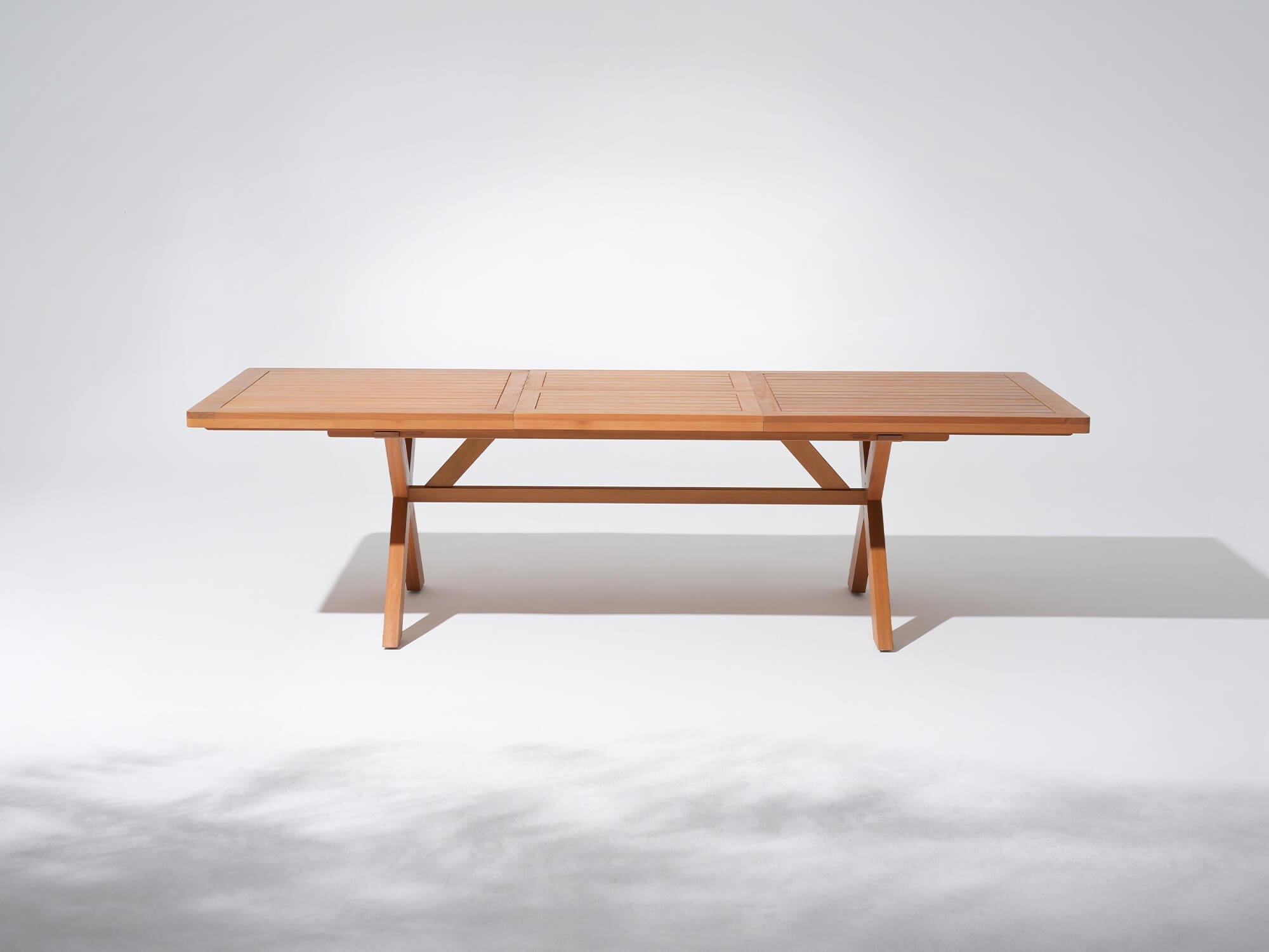 Extandable eucalyptus Wooden dining table with X-shaped legs，expand  - Sunsitt’s Modern Premium Outdoor Furniture