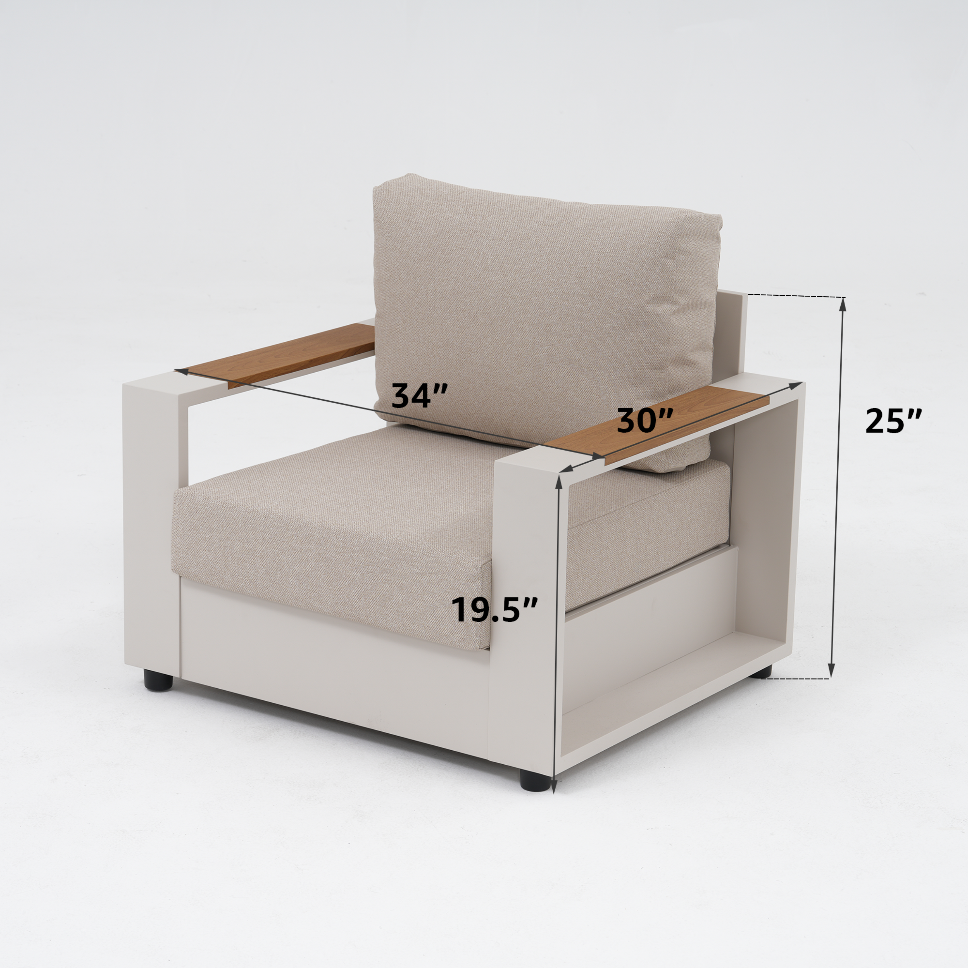 Addison Aluminum Outdoor Lounge Chair, Linen Olefin Cushion, Set of 2