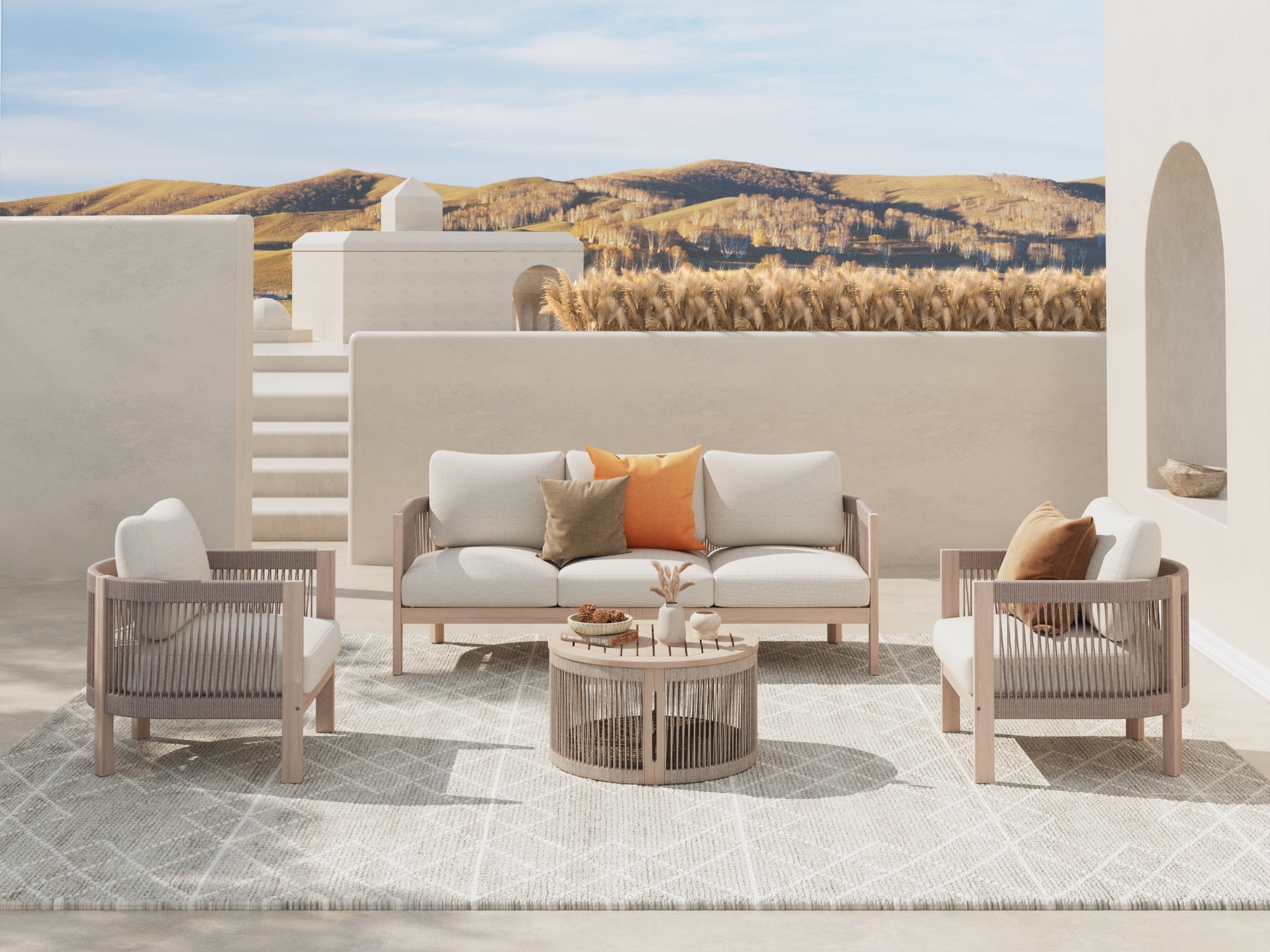 5-seat Outdoor patio conversation set with cushions