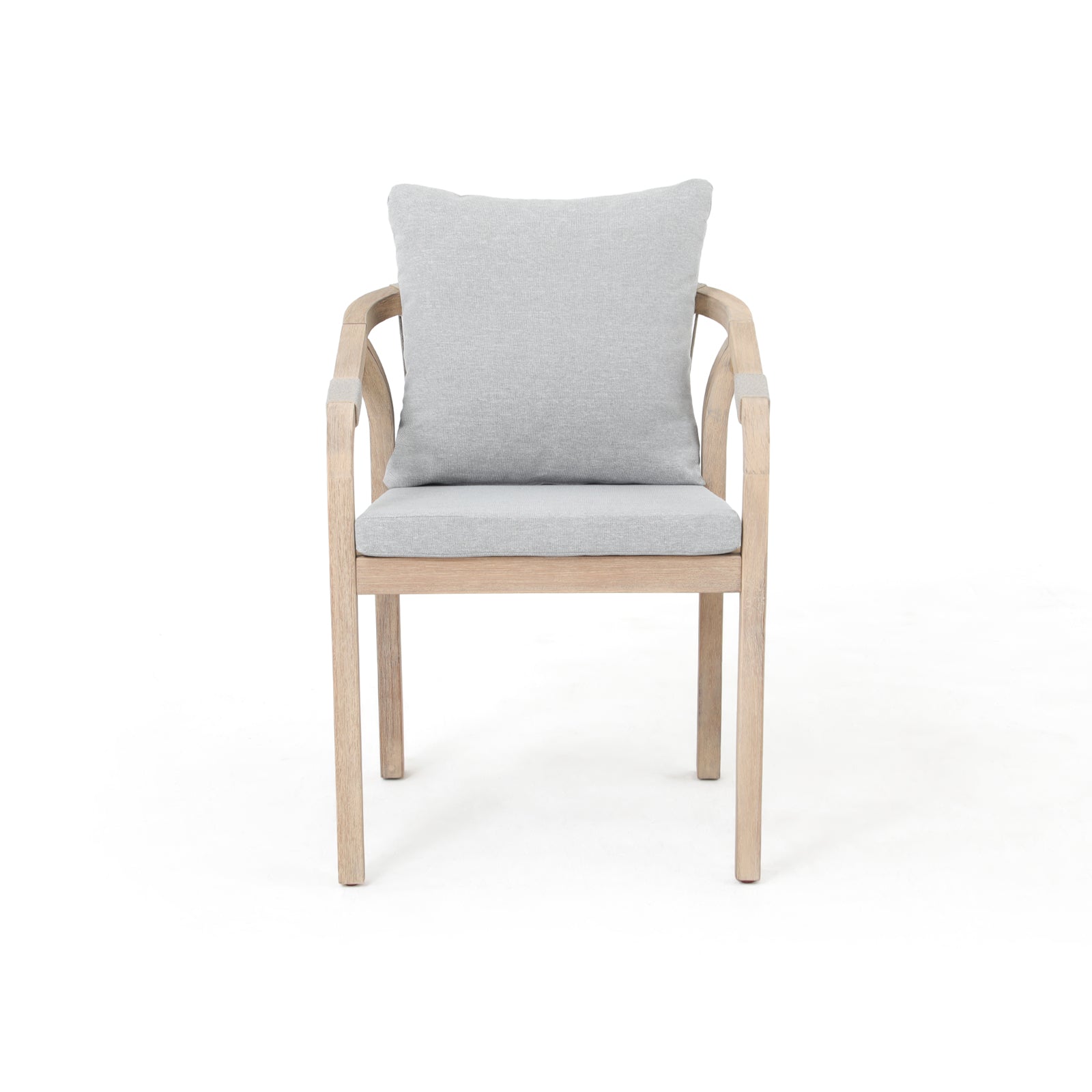 Thalea Wooden Outdoor Patio Dining dining chairs with gray seat and back cushions, gray rope design - Sunsitt Premium Modern Outdoor Patio Dining Furniture