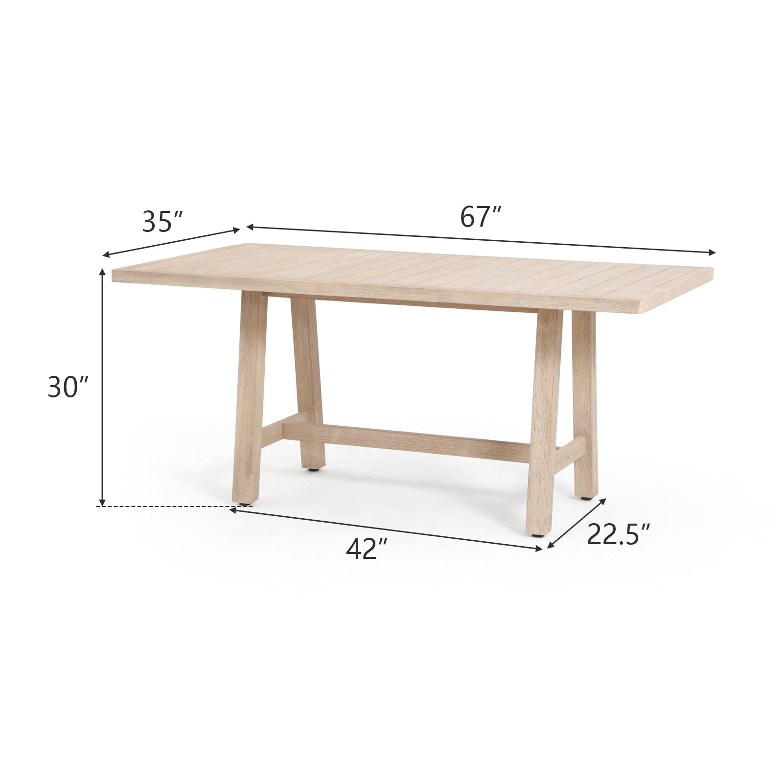 Lira Wooden Outdoor Dining Set for 6 People with Rope Design, 67"