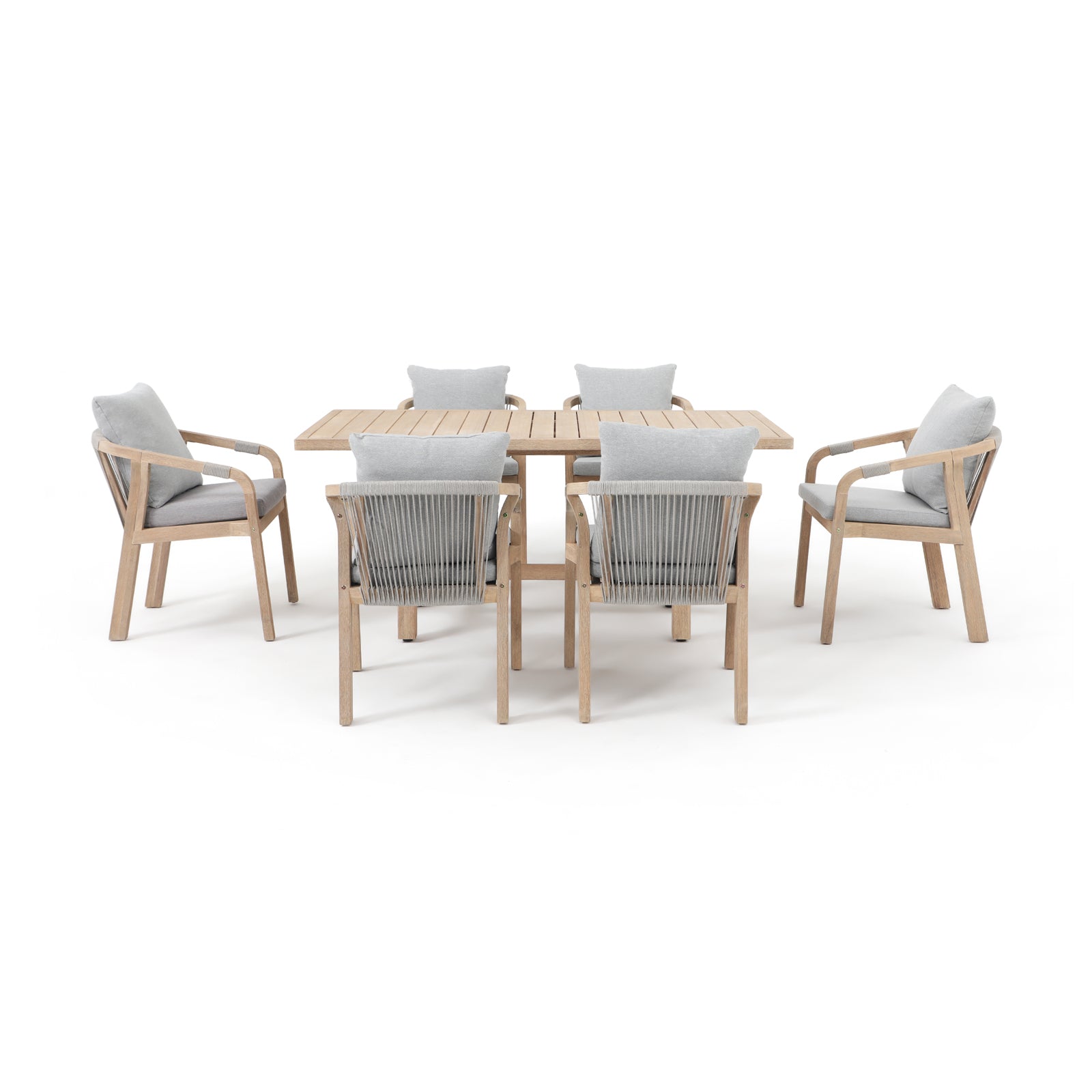 Thalea Rectangular Wooden Outdoor Dining Table for 6 People, 67''