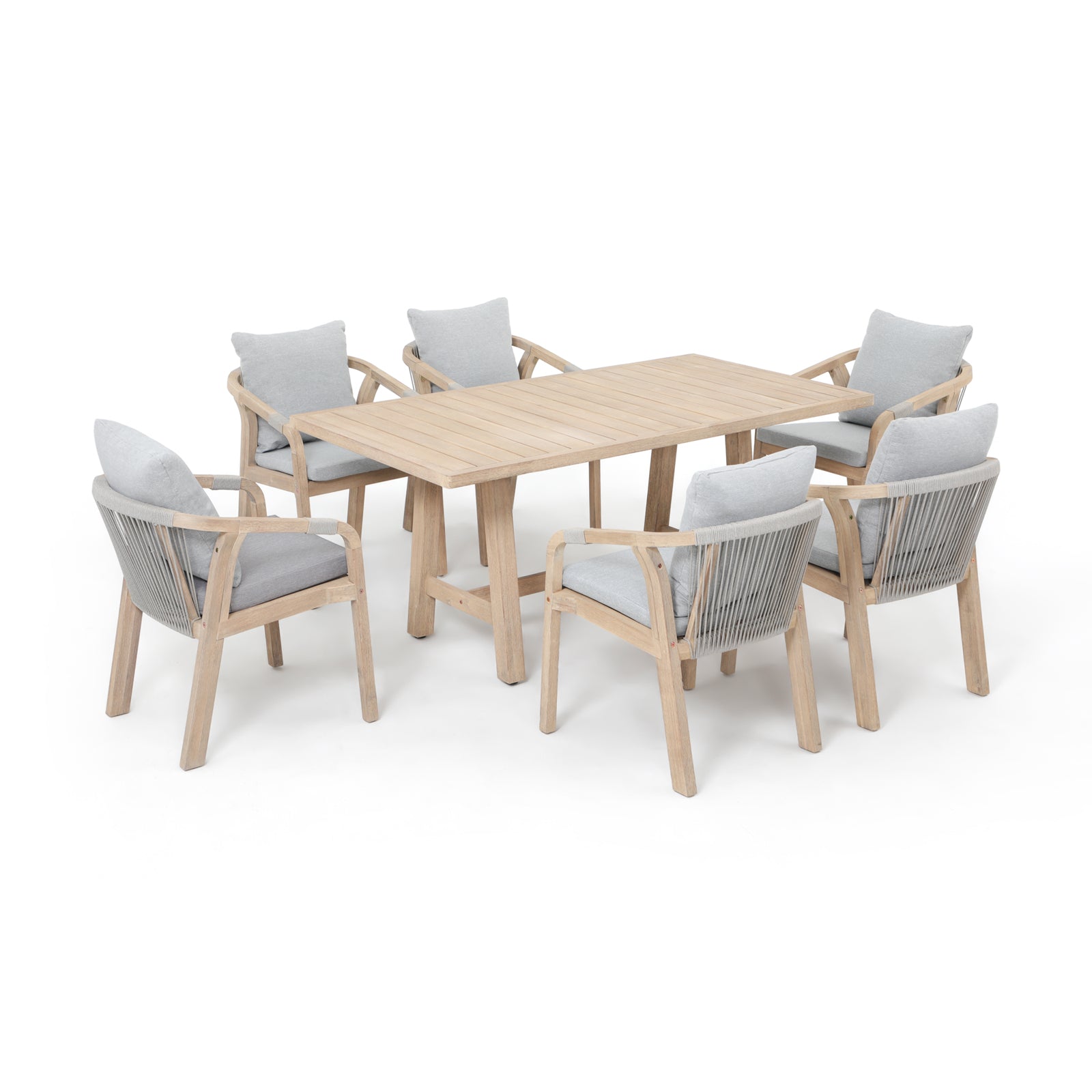 Thalea modern wood Outdoor dining set for 6  people with rope design