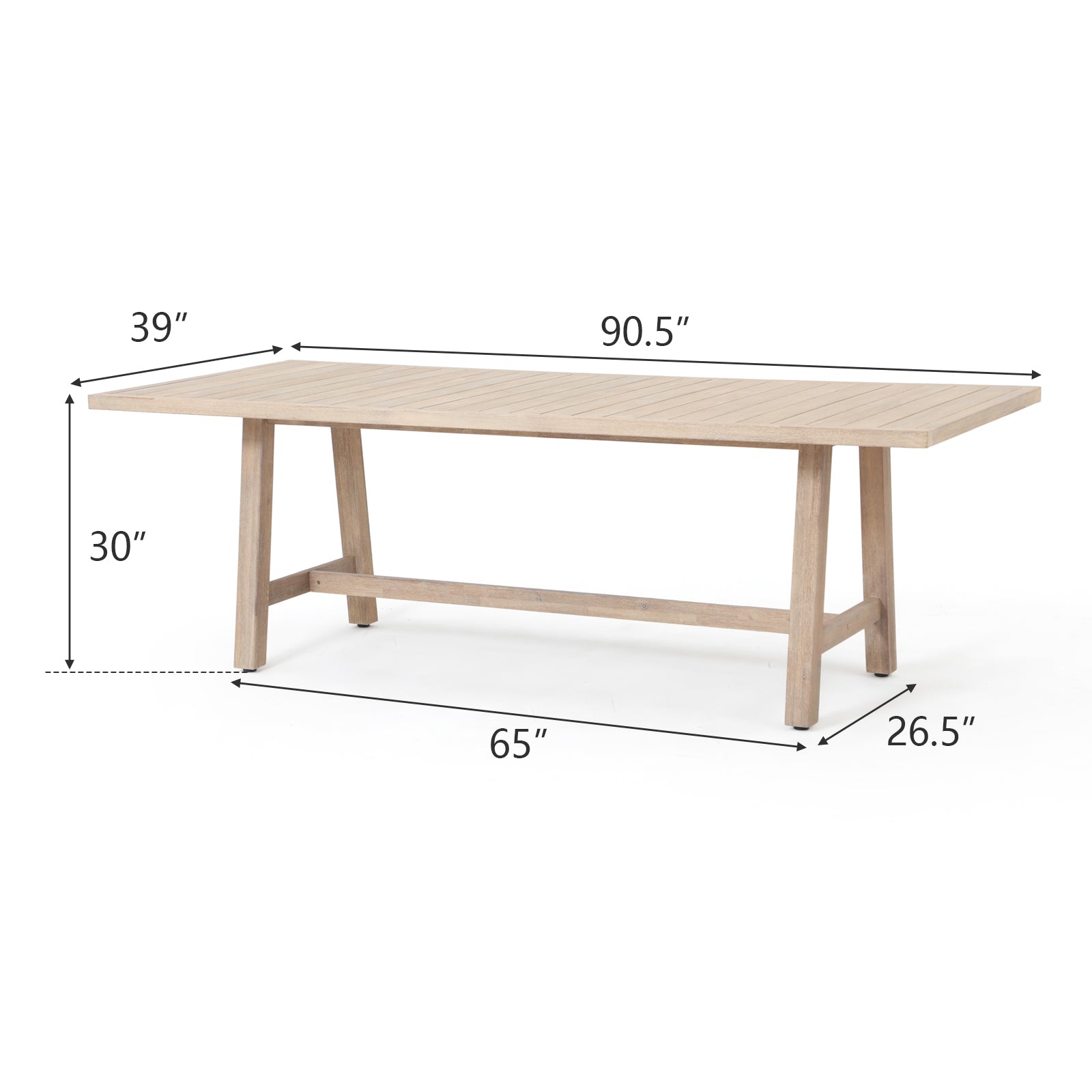 Thalea Rectangular Wood Outdoor Dining Table for 8 People, 90.5"