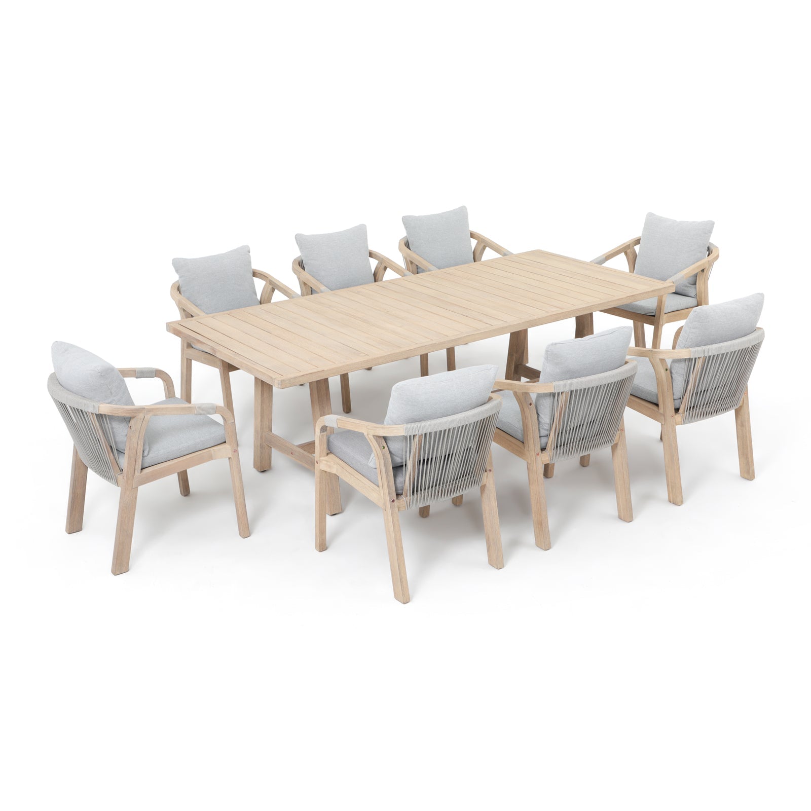 Thalea Rectangular Wooden Dining Set for 8 People, 90.5''