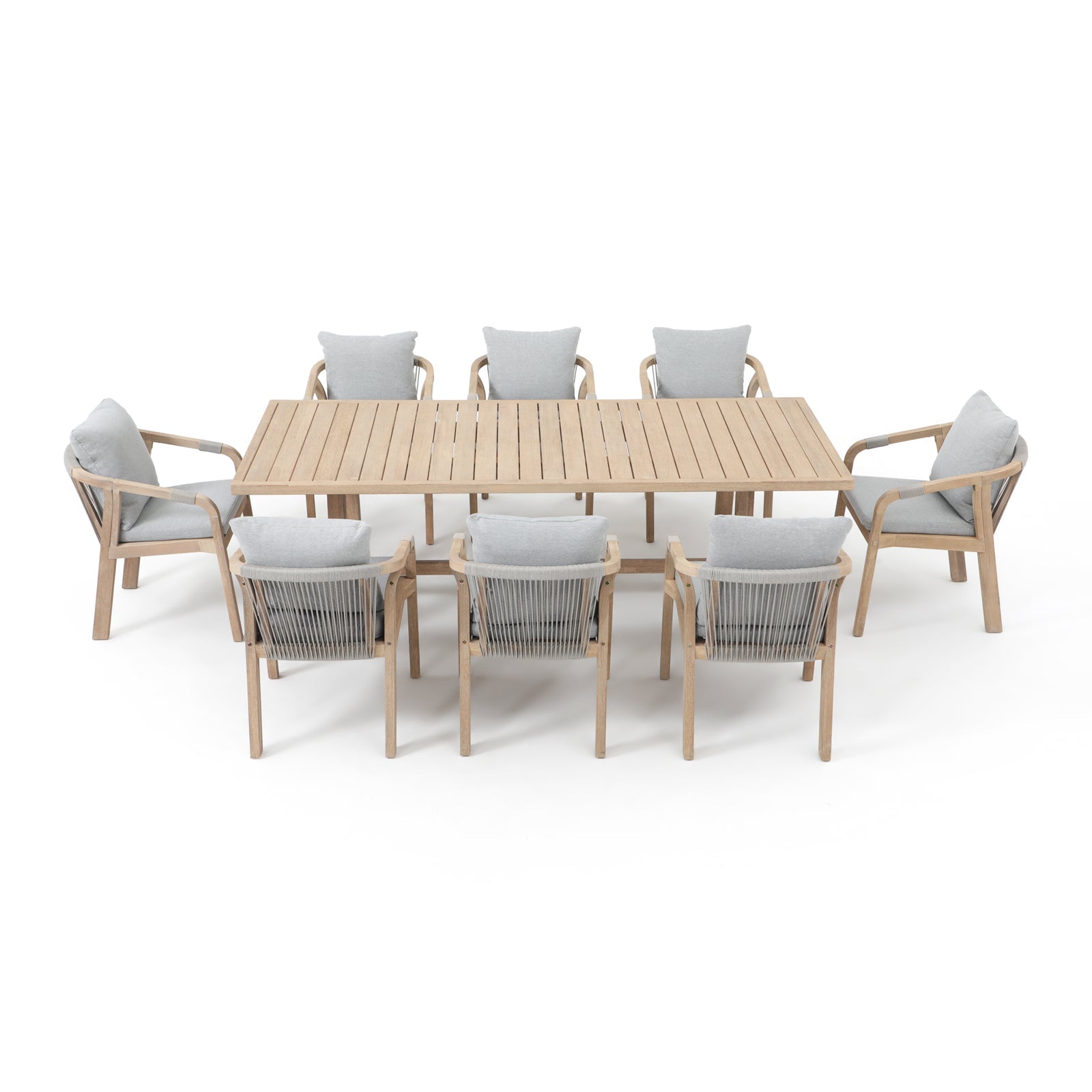 Thalea Rectangular Wooden Dining Set for 8 People, 90.5''