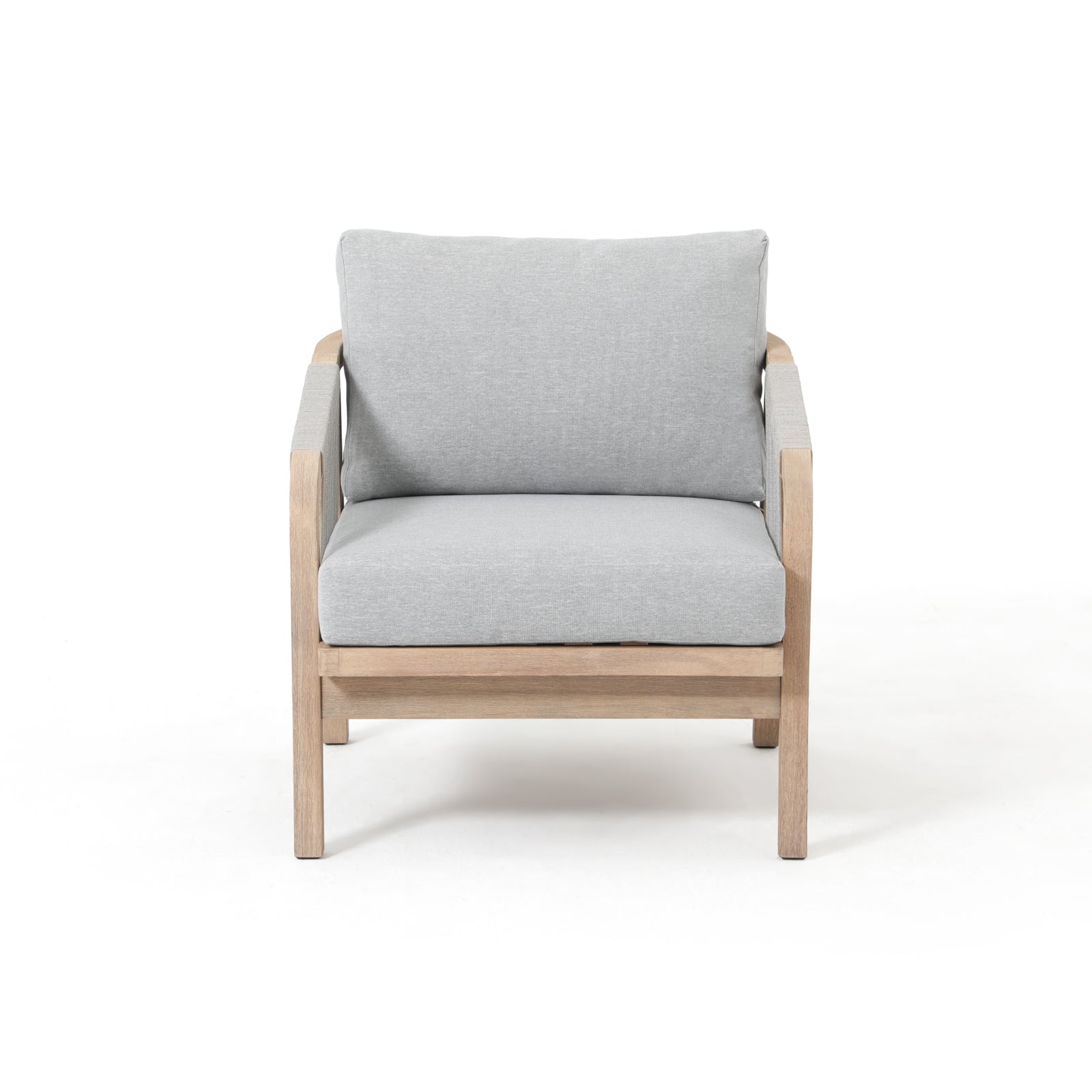 Thalea Outdoor Modern Wooden Rope Lounge Chairs, Set of 2